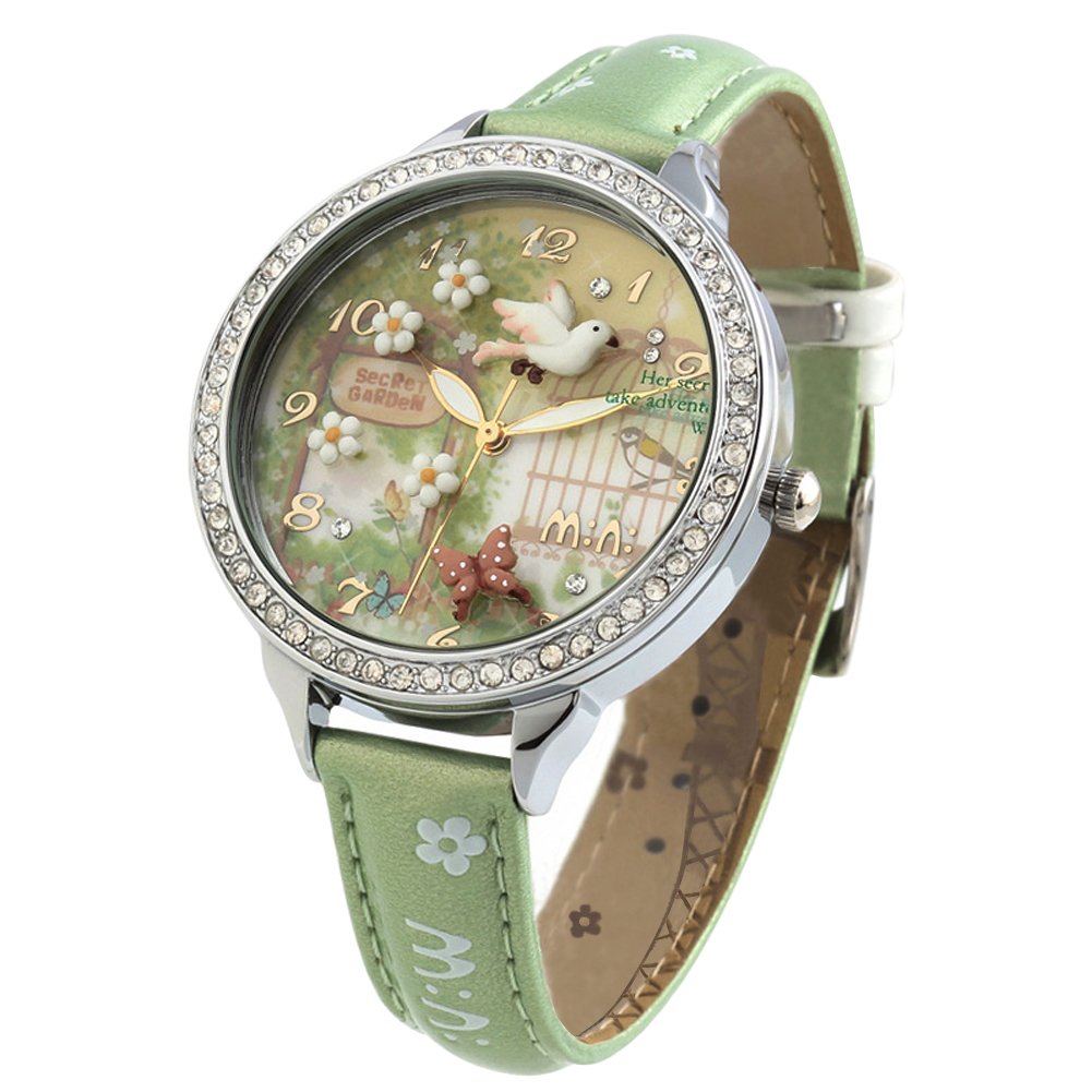 Cute Bowknot Bunny Girl's Wrist Watch for Teens - Butterfly Dial, Leather Strap, Golden Case - Perfect for School, Parties & Everyday Fashion Accessories