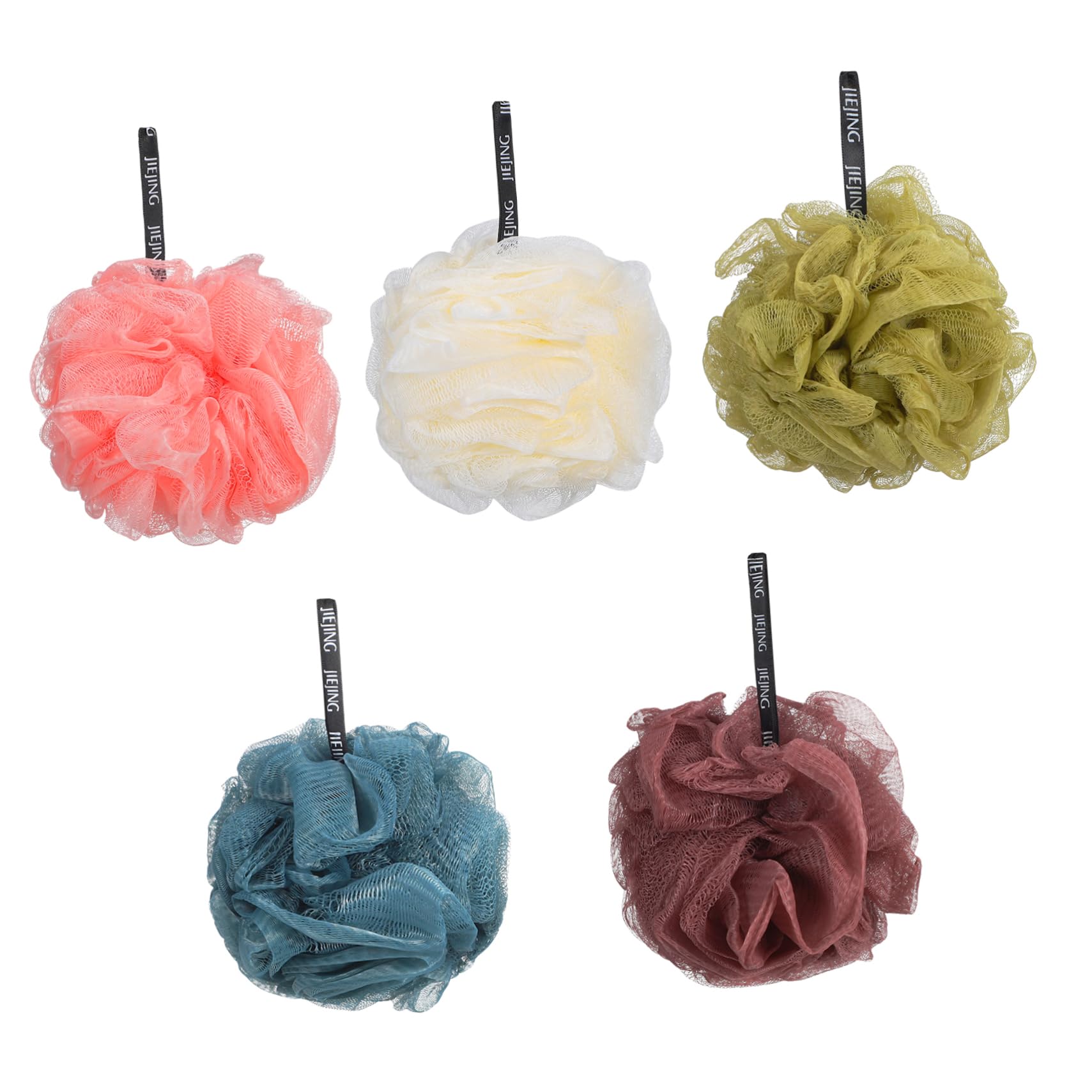 5-Pack Exfoliating Shower Loofah Puffs - Soft Bath Sponge Scrubber for Women, Gentle Exfoliation & Skin Cleansing - Perfect for Travel, Spa, Baby Bath & Daily Shower Routine