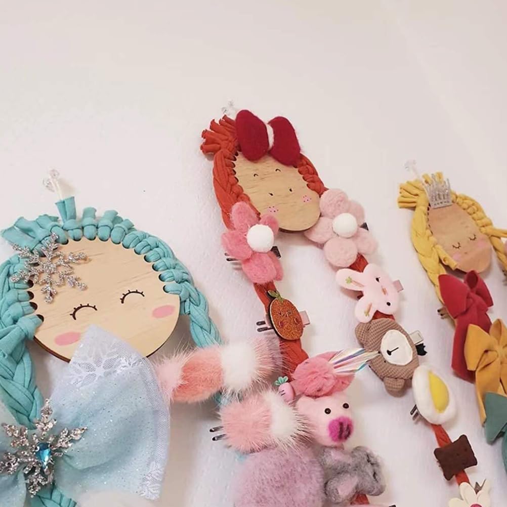 Braided Doll Hair Clip Holder - Wall Mounted Hair Bows Organizer for Girls, Barrette & Earring Display Hanger with Lace Cloth - Perfect for Bedroom, Nursery & Bathroom Organization