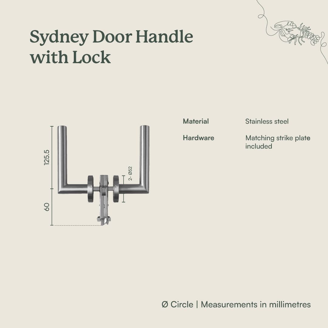 Premium Sydney Door Handle with Lock - Brushed Brass Finish - Secure & Stylish for Home, Office & Commercial Use