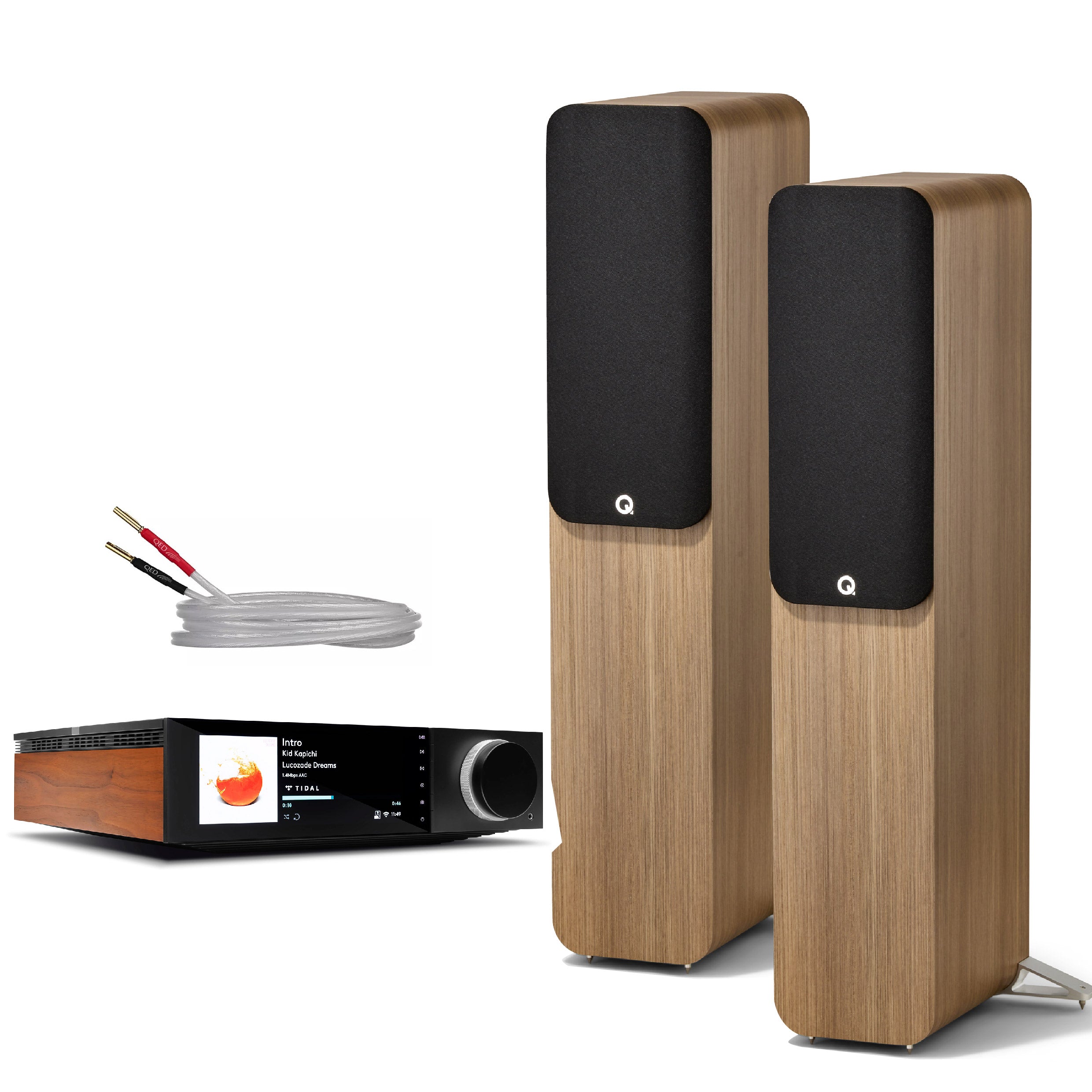 Q Acoustics 5050 Floorstanding Speakers with High-Power Amplifier Bundle - Premium Home Theater & Stereo Sound System for Movies, Music & Gaming