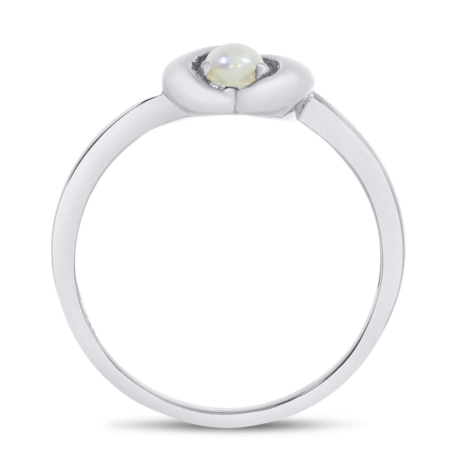 14K White Gold Freshwater Cultured Pearl Heart Ring - Size 11 - Elegant Jewelry Gift for Women, Perfect for Valentine's Day, Anniversary & Special Occasions