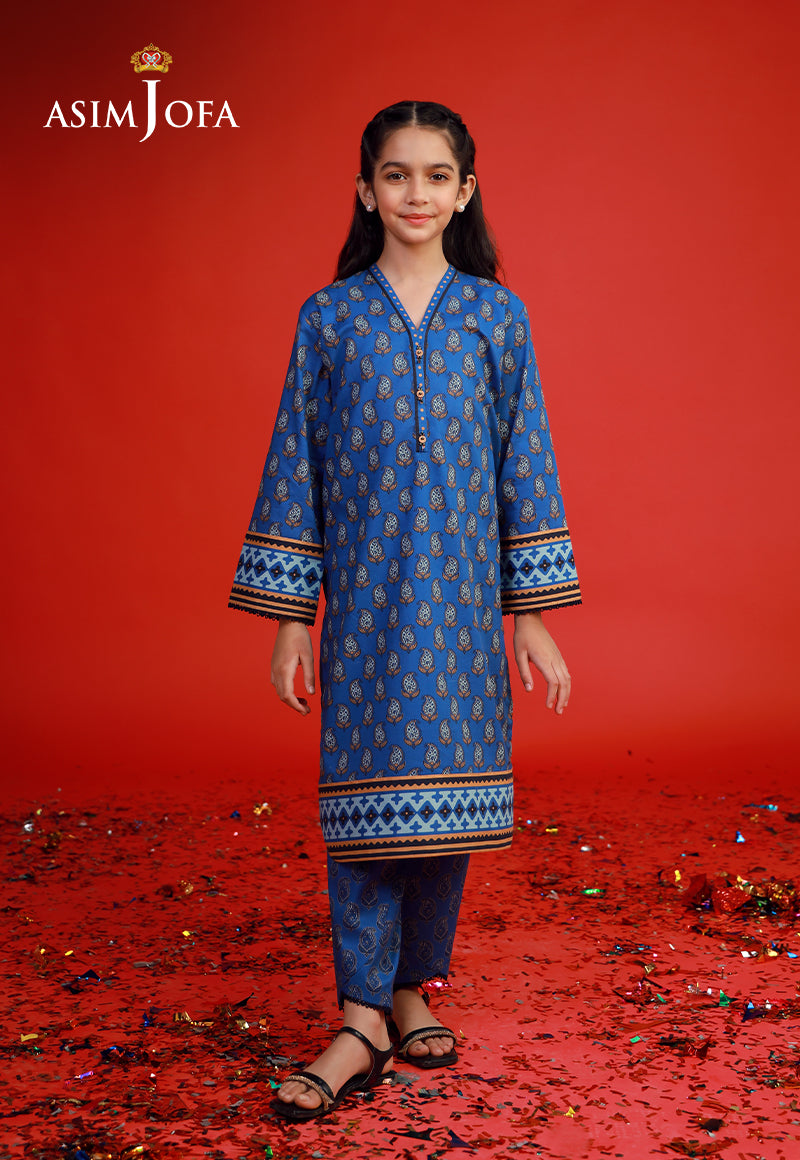 Premium Cambric Blue Stitched Suit by Asim Jofa - Elegant Formal Wear for Weddings, Business Meetings & Special Occasions