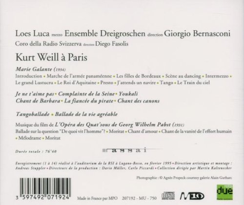 Weill Music From 'Marie Galante' & 'L'opera Des Quat'sous' by Georg Wilhelm - Classic Film Soundtracks for Music Lovers & Cinema Enthusiasts