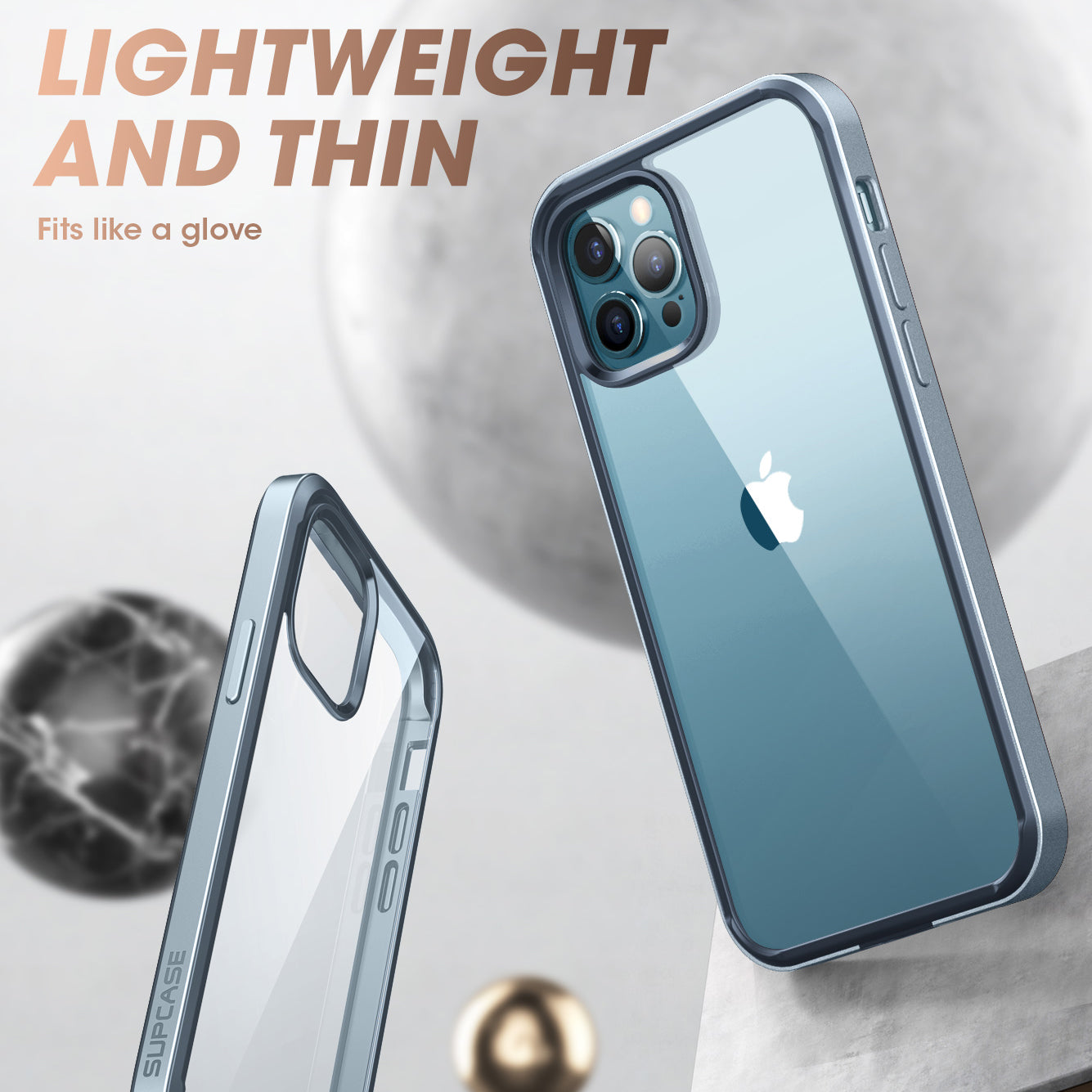 iPhone 13 Pro 6.1 Inch Case with Built-in Screen Protector - Unicorn Beetle Edge Clear Blue Protective Cover for Everyday Use, Work & Travel
