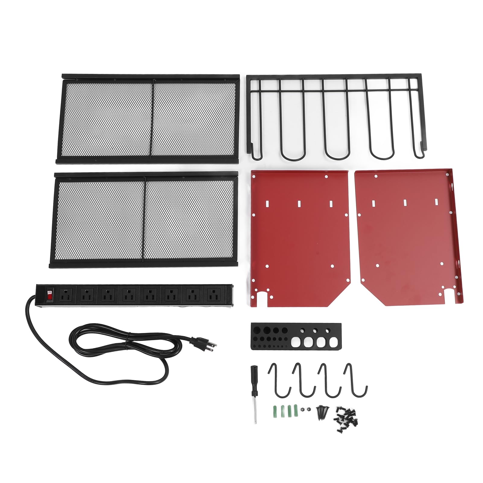 Modular Wall Power Tool Organizer with 4 Drill Holders & 8 Outlets - Adjustable Garage Tool Rack for Grinders, Screwdrivers & Charging Station | Perfect for Workshop, Garage & DIY Projects