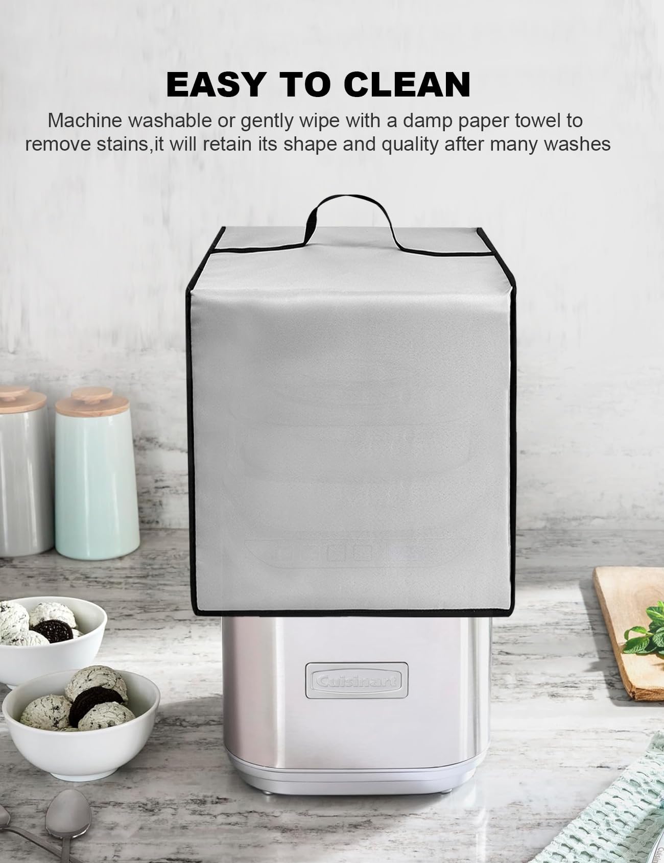 Premium 2QT Creami Maker Dust Cover - Waterproof & Anti-Static Nylon Protective Case for Cuisinart ICE30BCP & 1ICE-70P1 Ice Cream Makers - Perfect for Soft Serve, Frozen Yogurt & Gelato Machines (Silver, 2QT) - Keep Your Appliance Clean in Kitchen & Party Settings