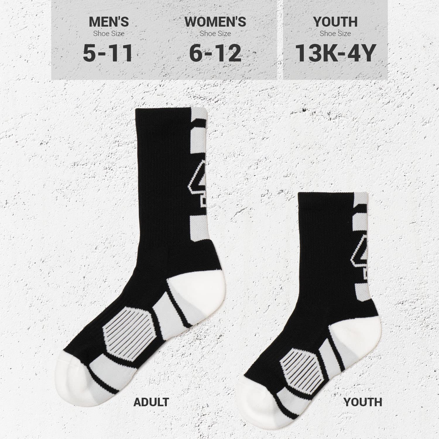 Custom Team Number Socks for Youth & Adults - High Performance Athletic Socks with Black Numbers - Choose Your Favorite Number - Perfect for Sports Games, Team Events & School Activities