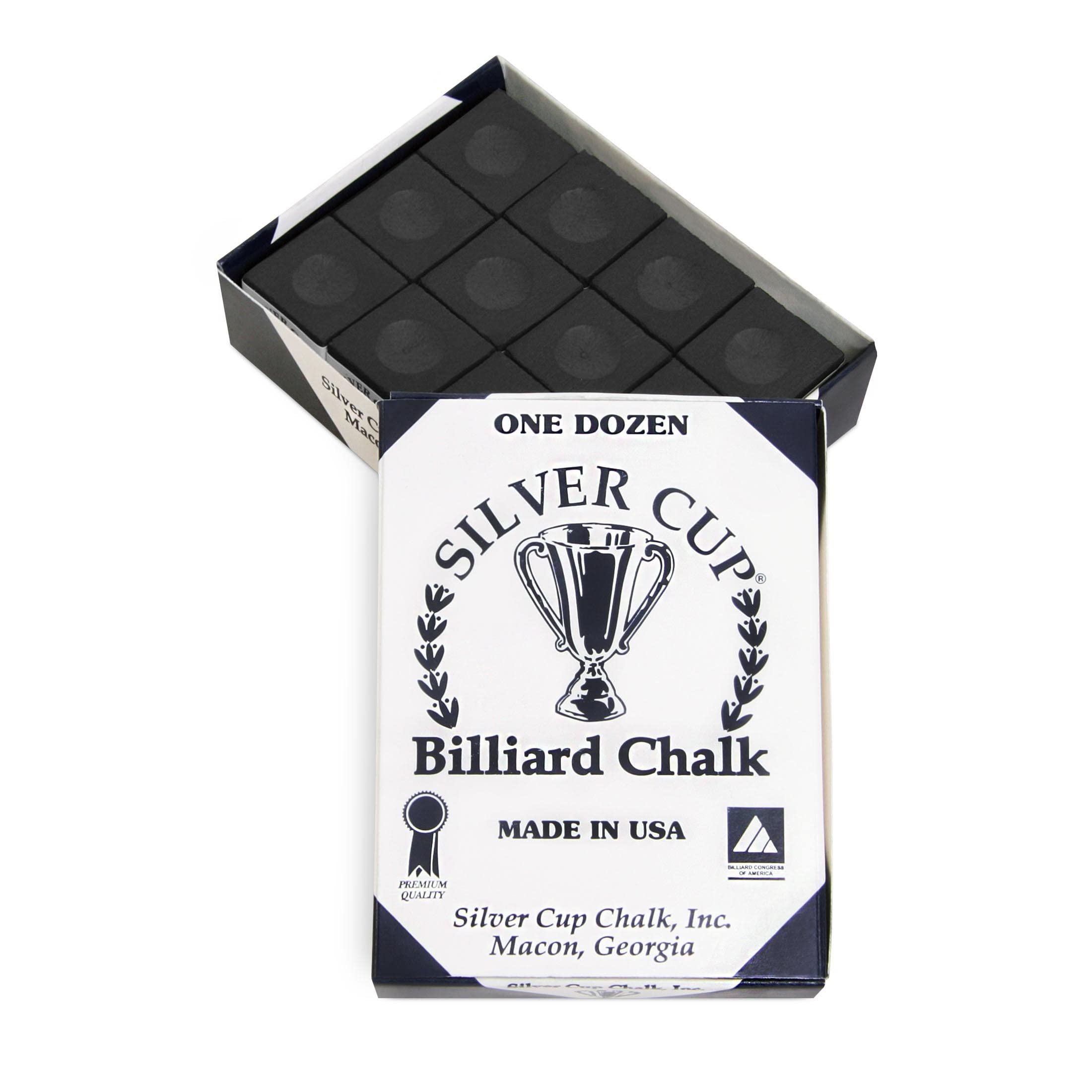 Premium SILVER CUP Billiard Chalk - 12 Pack (Black) | Professional Pool Cue Chalk for Smooth Shots | Perfect for Home Game Rooms, Bars & Tournament Play