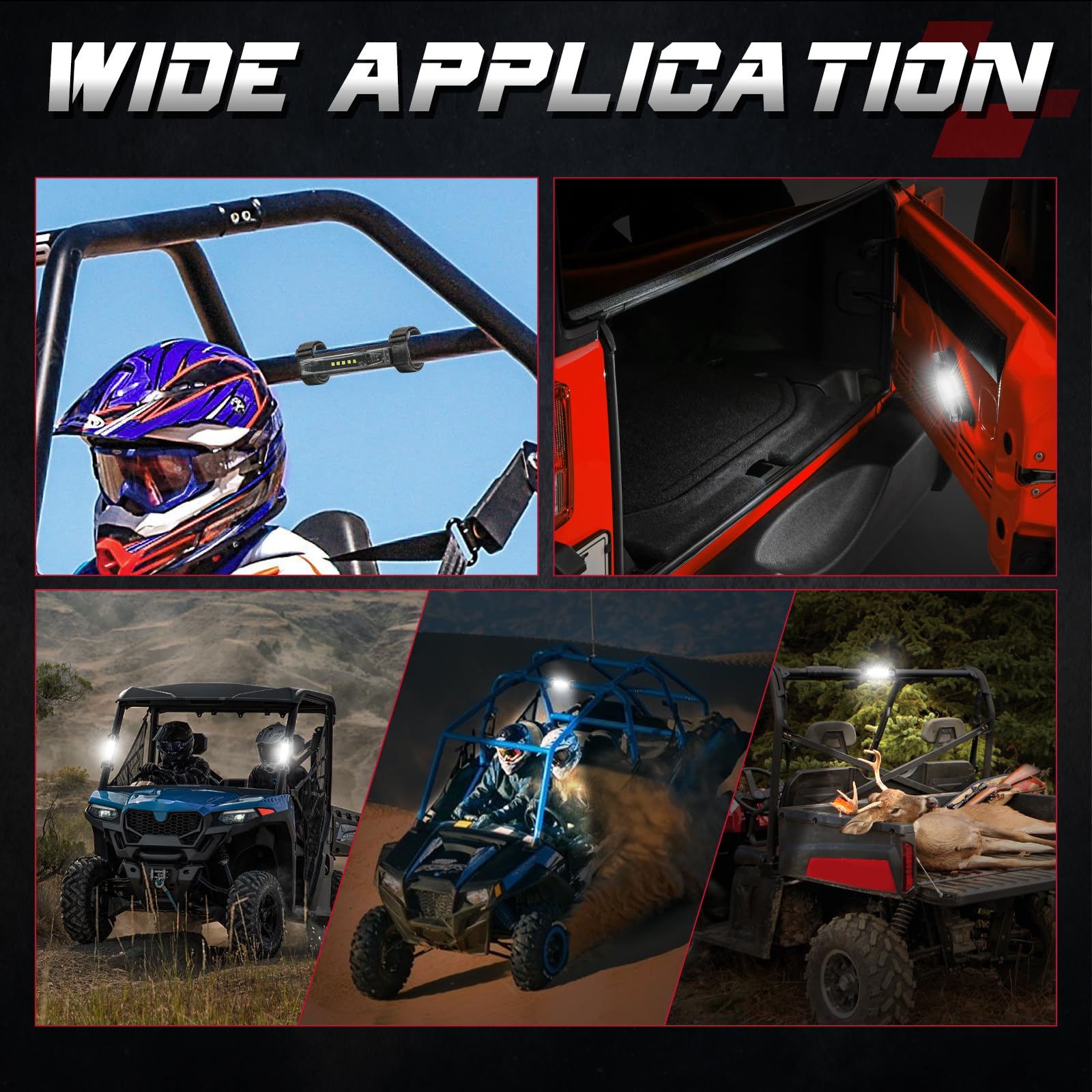 Universal UTV LED Dome Light with Roll Bar Mount - Overhead Interior Light for Polaris RZR, Can-Am, ATV, Truck & Car - Perfect for Off-Roading, Camping & Night Driving