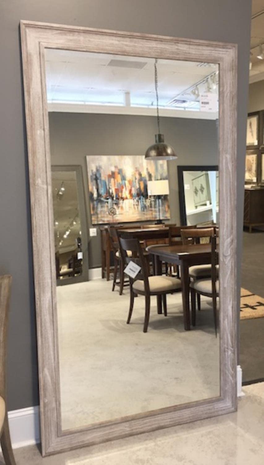 Bassett M4107B Kibbe Leaner Mirror - White Wash Full-Length Floor Mirror for Bedroom, Living Room & Entryway Decor