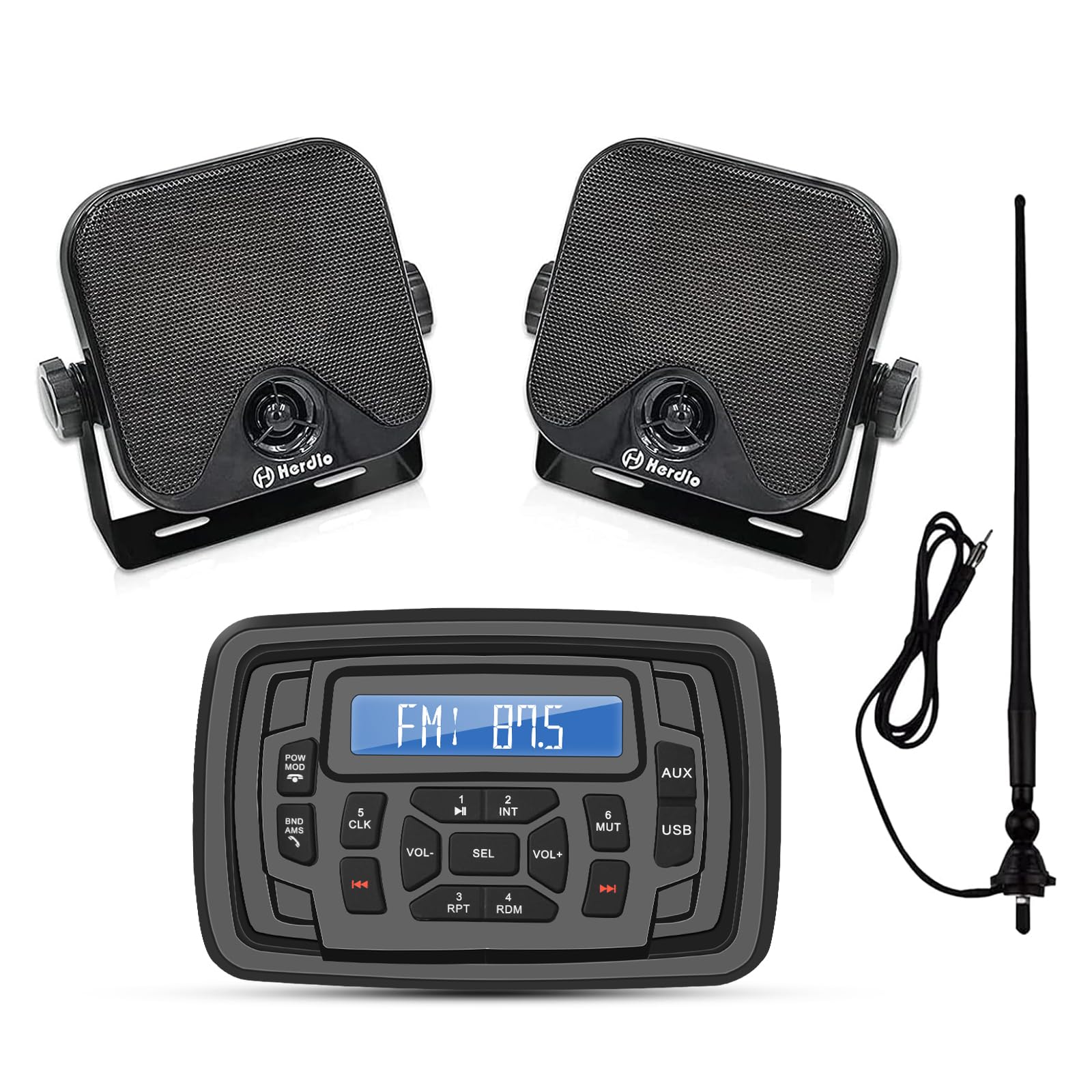 Herdio Marine Bluetooth Radio System with AM/FM Stereo Receiver, 4