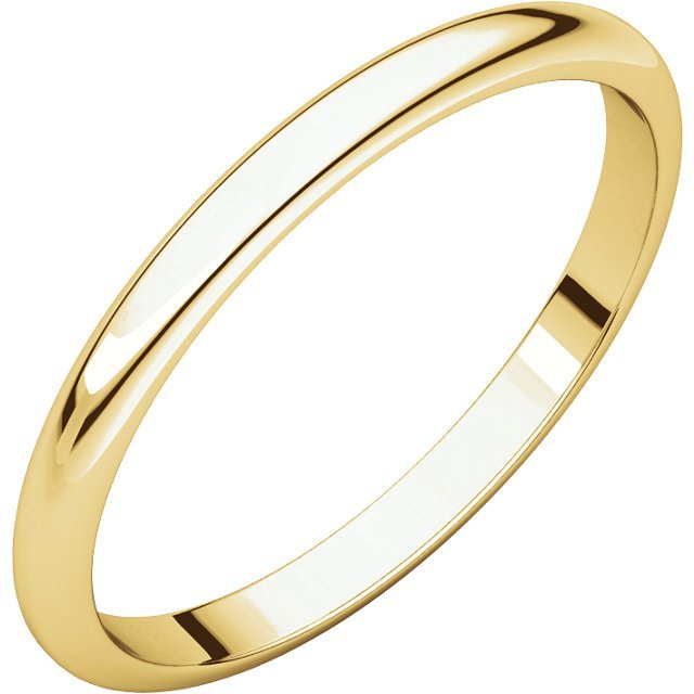 14K Gold 2mm Half Round Wedding Band for Men - Elegant & Durable Ring for Engagement, Anniversary, and Special Occasions