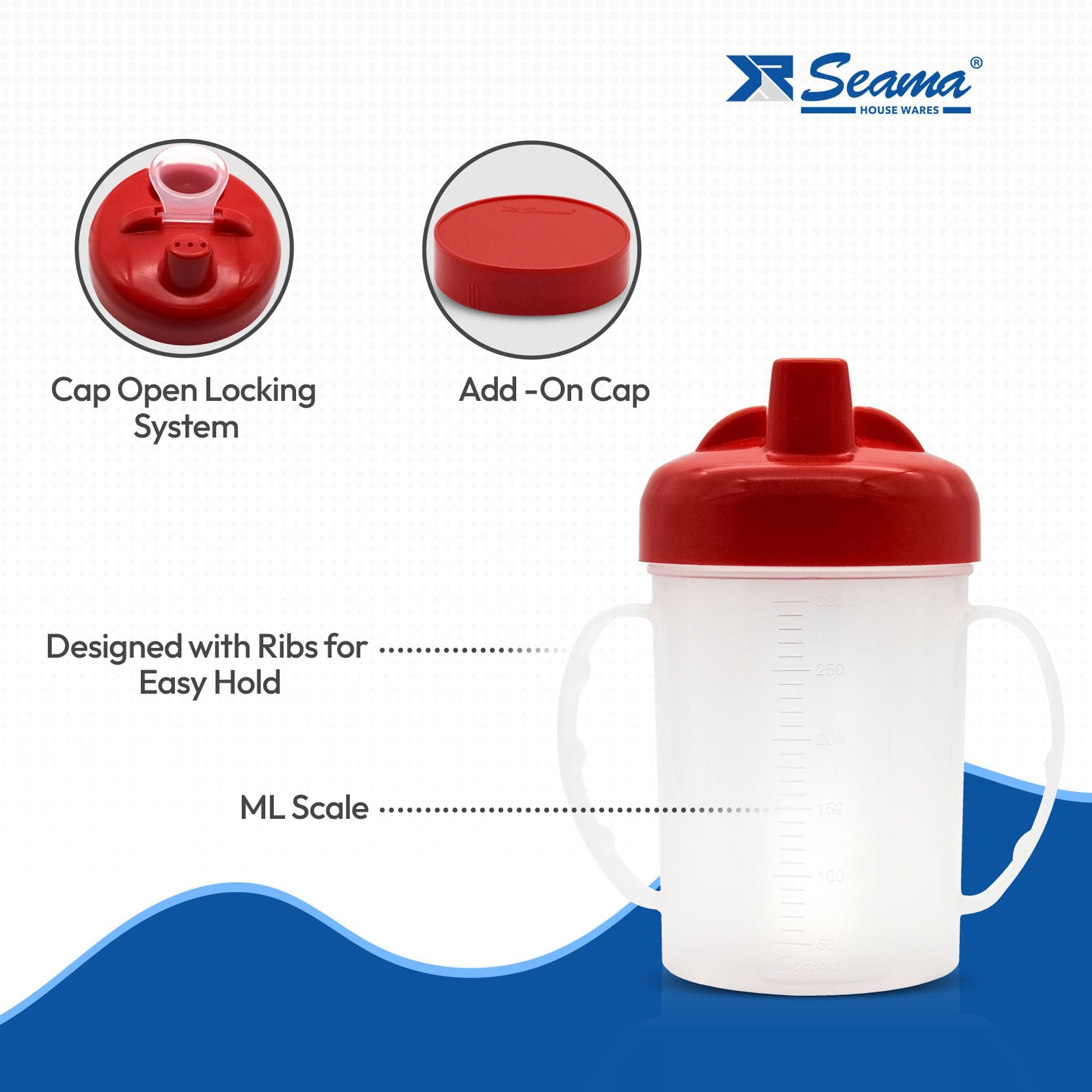 Seama Chottas 300ml Plastic Sippy Cups for Toddlers & Kids - Set of 2 Leak-Proof Baby Bottles with Handles | BPA-Free Spill-Proof Drinking Cups for School, Travel & Home Use