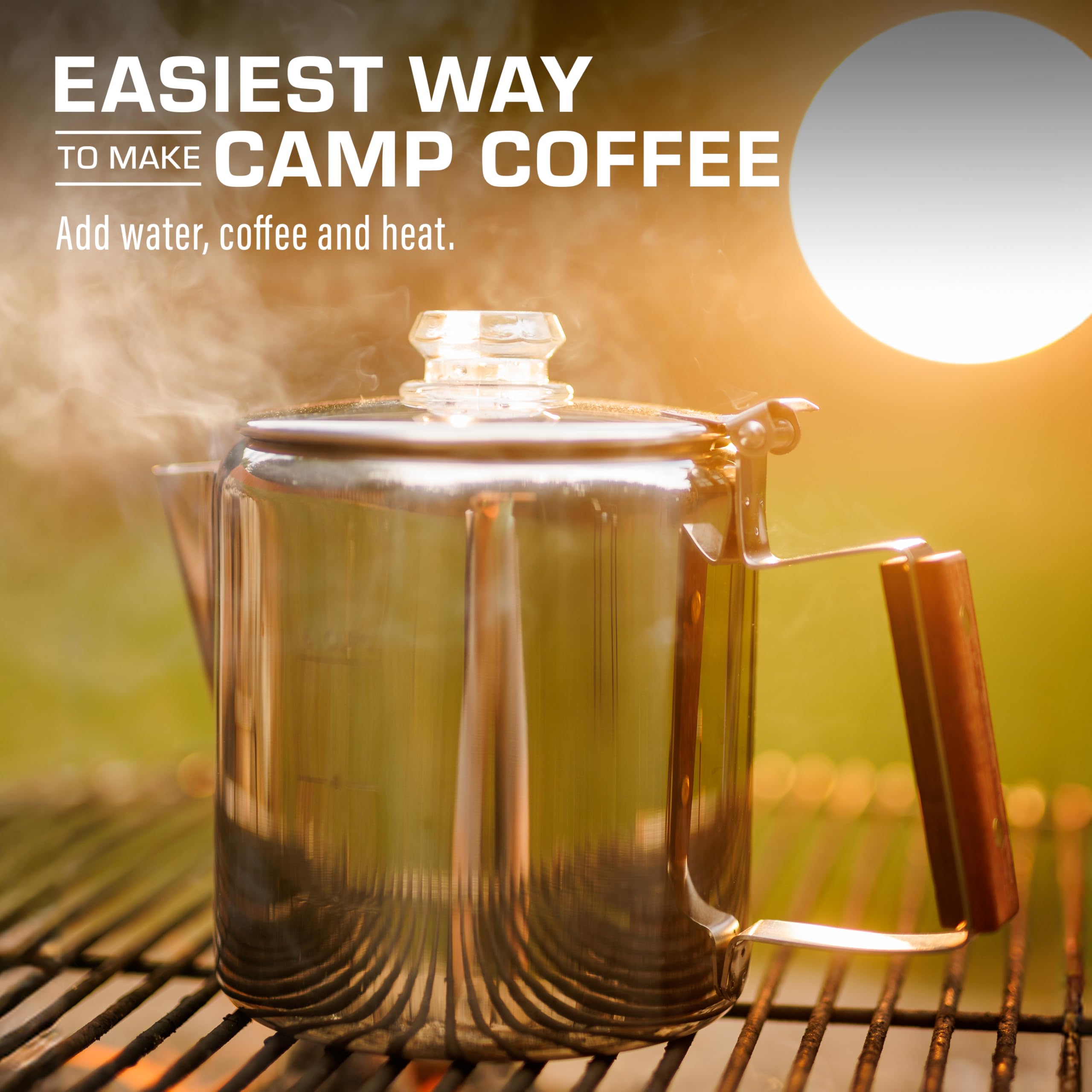 COLETTI Bozeman 6-Cup Stainless Steel Percolator Coffee Pot - Classic Camping & Outdoor Coffee Maker - BPA-Free & Aluminum-Free - Perfect for Camping, Hiking, and Home Brewing