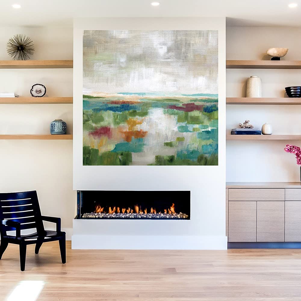 Vibrant Valley Fine Art Canvas Wall Decor - 22x22 Inch Ready to Hang Painting for Living Room, Bedroom, Office - Modern Landscape Artwork by Artist Nan - Perfect for Home Decor, Housewarming Gift & Interior Design