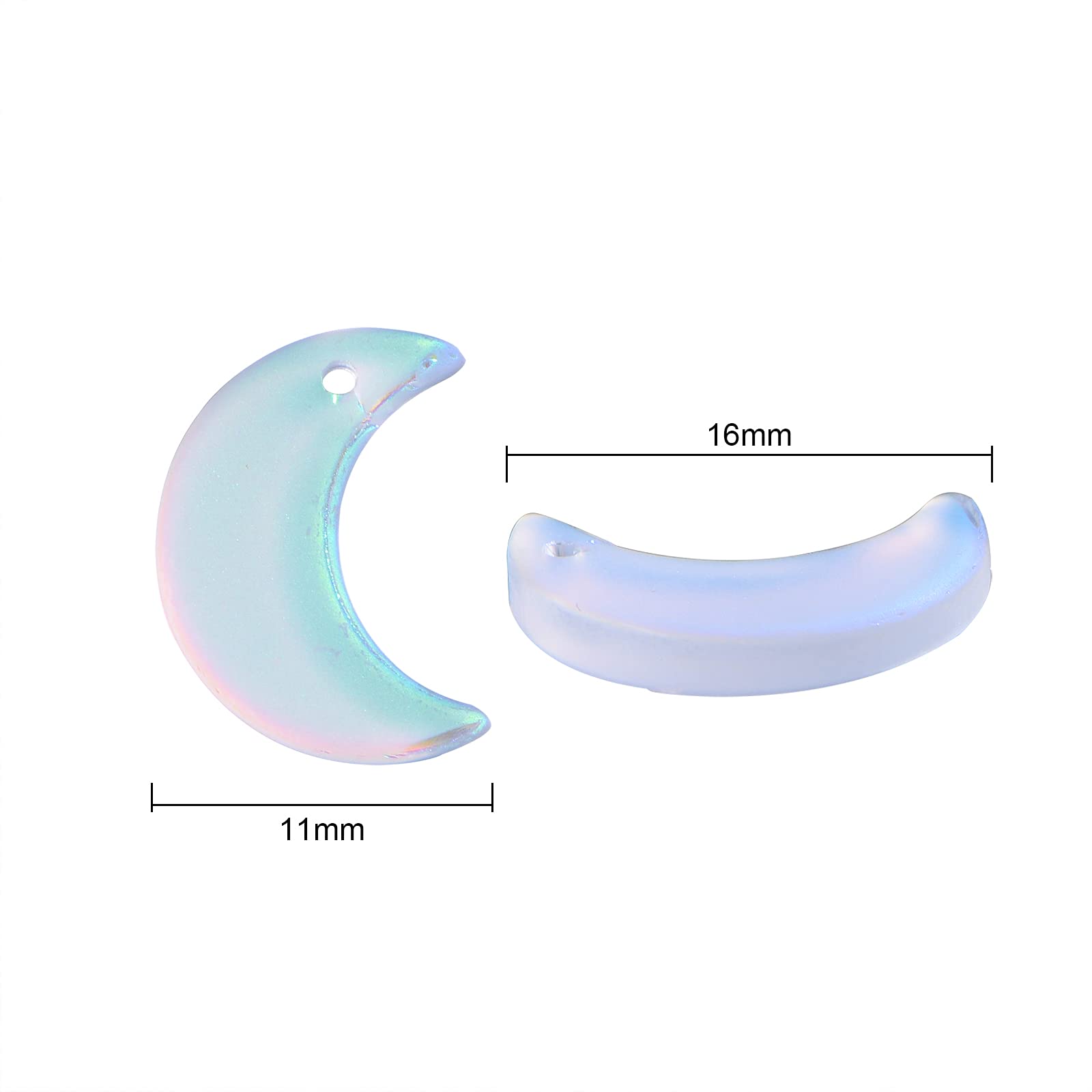 100Pcs Clear Moon Glass Charms - Transparent Crescent Pendants for DIY Jewelry Making, Bracelets & Necklaces - Perfect for Boho, Witchy & Celestial Jewelry Designs