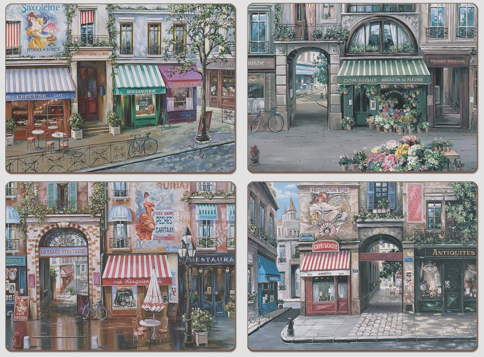 Jason The Village Square Placemats Set of 4 - Waterproof & Heat-Resistant Table Mats for Dining, Kitchen, and Outdoor Picnics