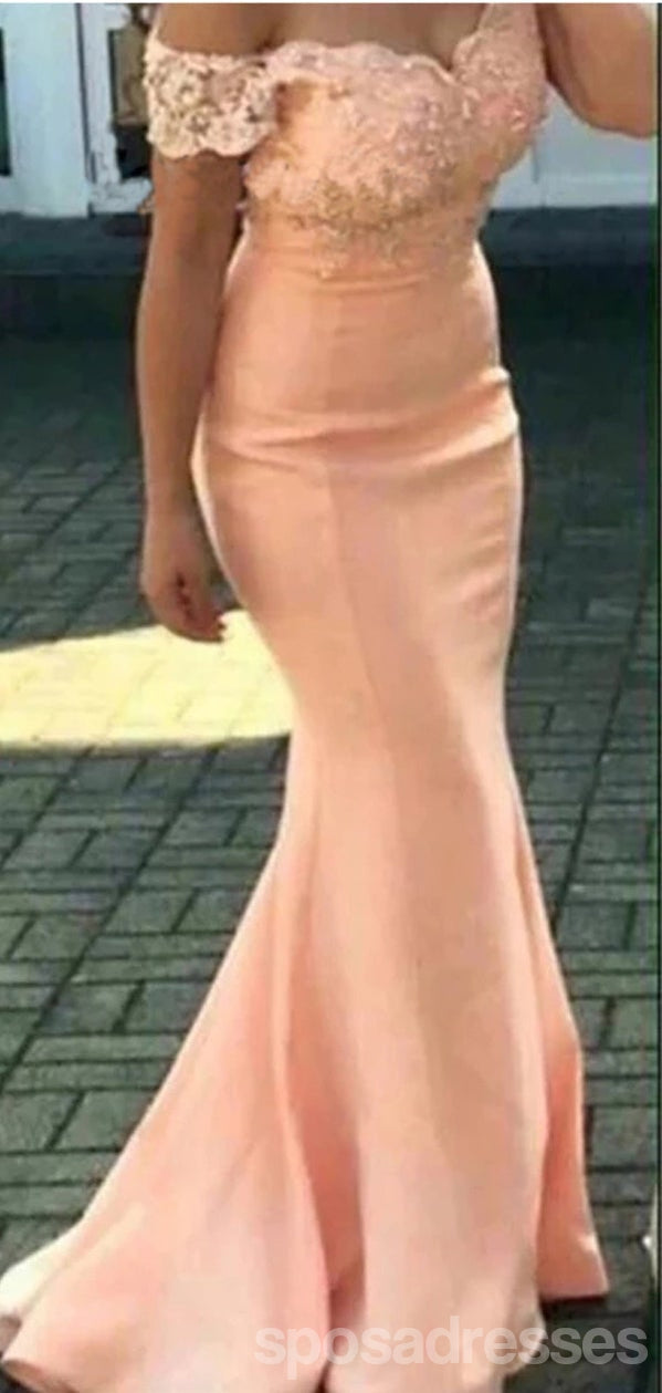 Elegant Orange Mermaid Off-Shoulder Bridesmaid Dress - A-Line Long Formal Gown for Weddings, Prom & Evening Parties (Style WG1199)