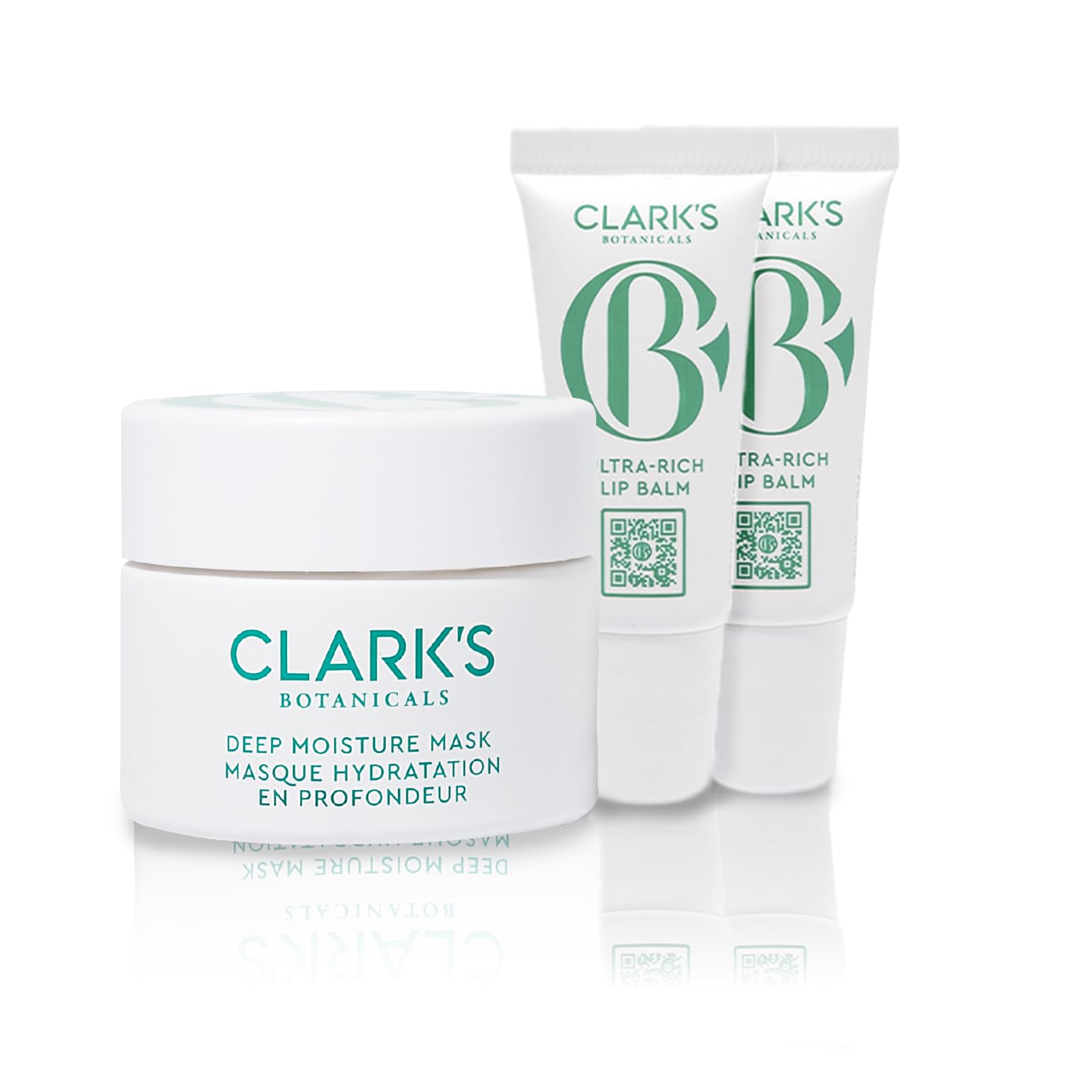 Clark's Botanicals Deep Moisture Mask & Ultra Rich Lip Balm Set - Hydrating Skincare Duo for Dry Skin, Redness Relief & Collagen Boost (1.7oz Mask + 0.14oz Lip Balm x2) - Perfect for Nighttime Routine & Winter Skin Care