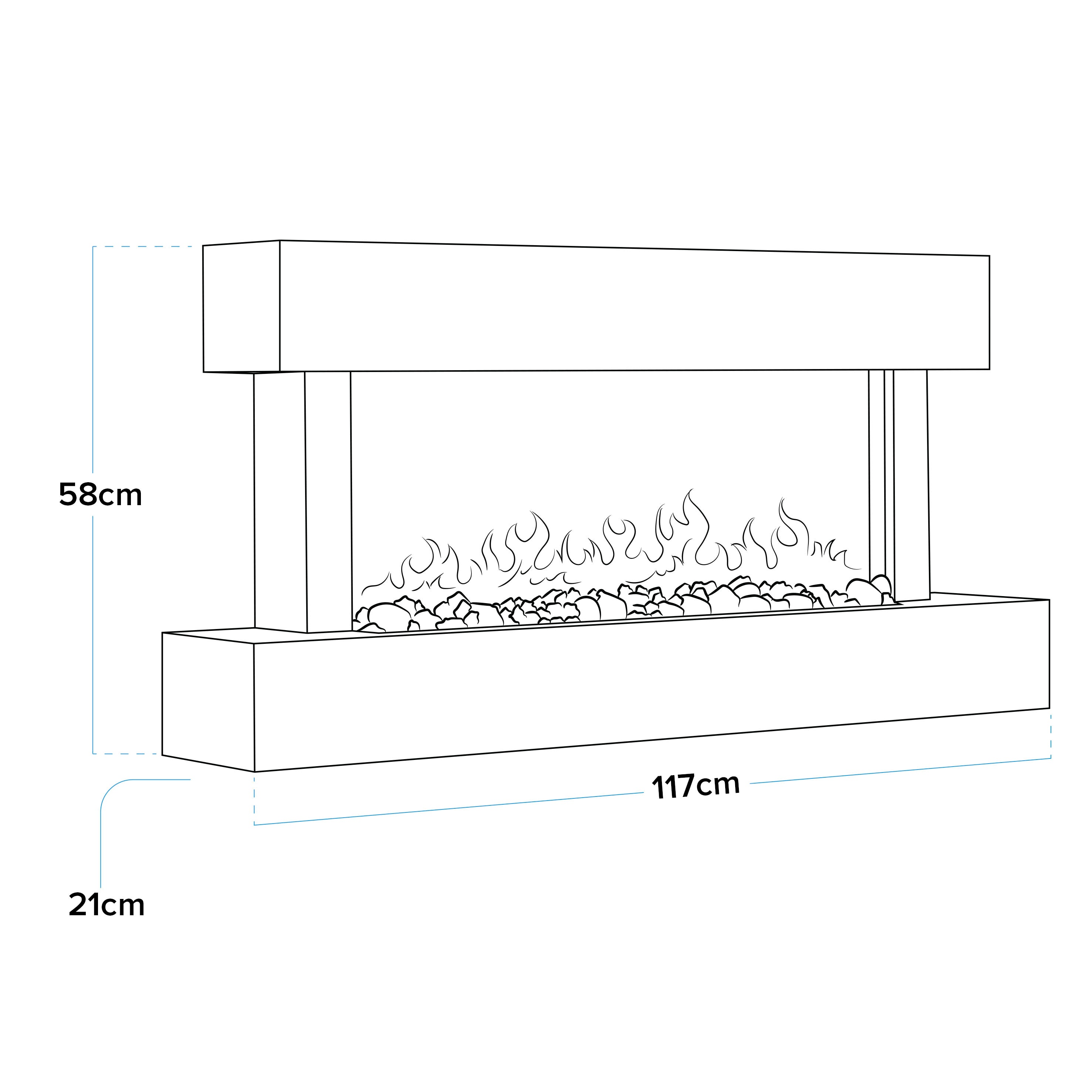 Baridi 46 Inch Electric Fireplace Wall Mounted with Realistic LED Flame Effects - White DH113 - Perfect for Living Room, Bedroom & Office Heating & Ambiance
