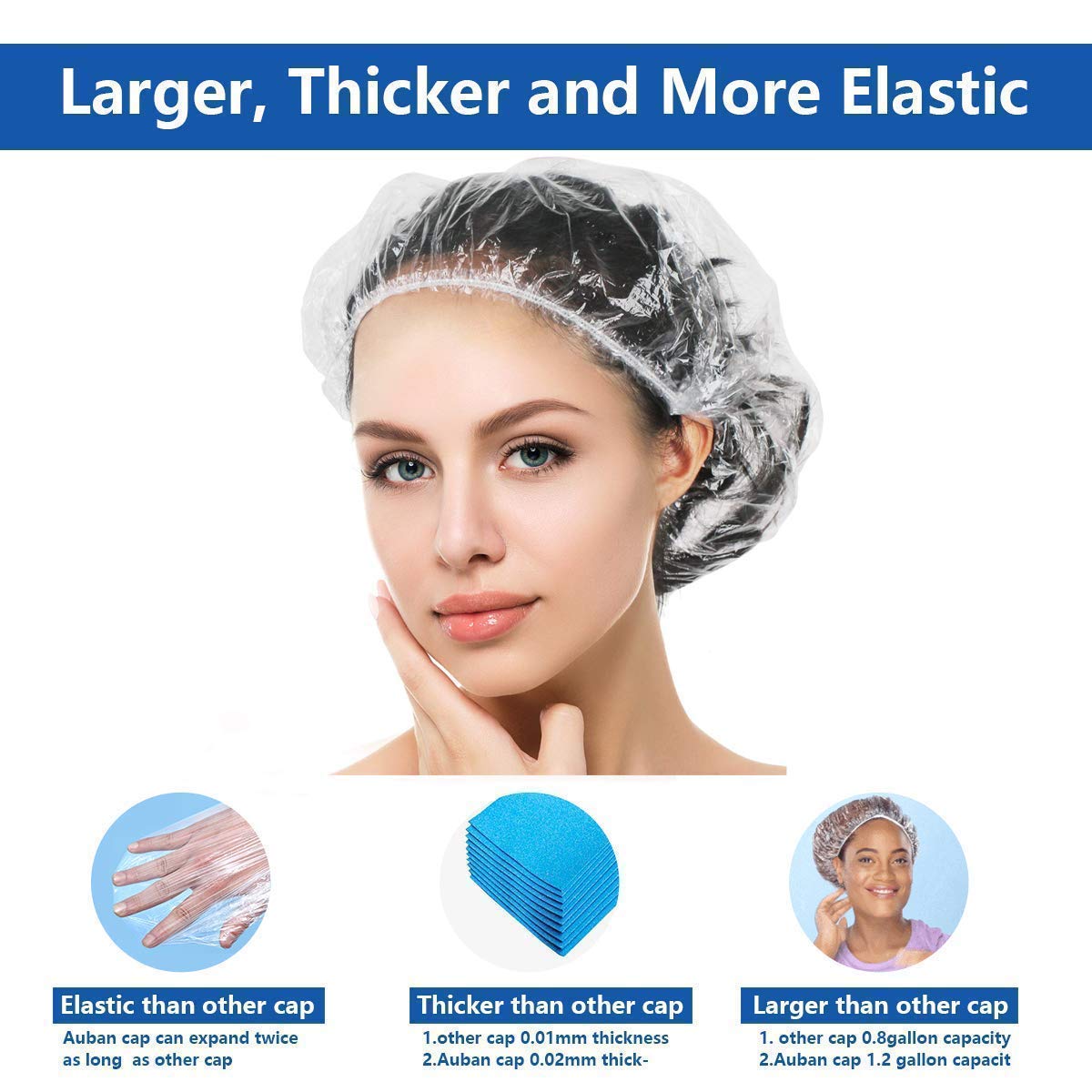 Premium Karki Fusion Clear Shower Caps - Extra Large & Ultra Thick Waterproof Hair Caps for Women, Spa, Salon & Travel - 25 Pack for Home, Hotel & Professional Use - Perfect for Showering, Bathing & Hair Treatments
