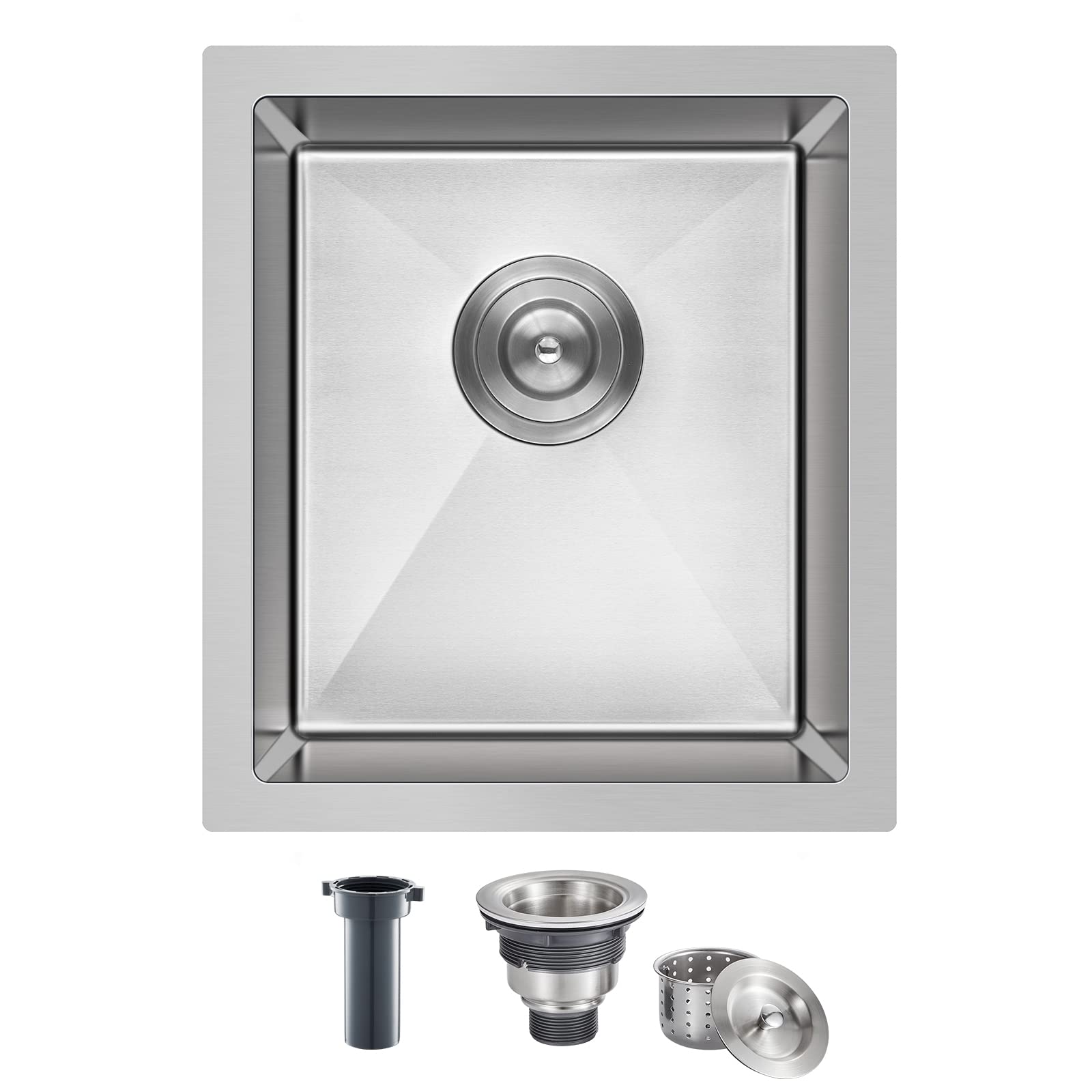 ROVATE 13x15 Inch Undermount Bar Sink - Handmade 304 Stainless Steel Single Bowl Small Kitchen Sink for Wet Bar, Coffee Station & RV - Durable & Rust-Resistant