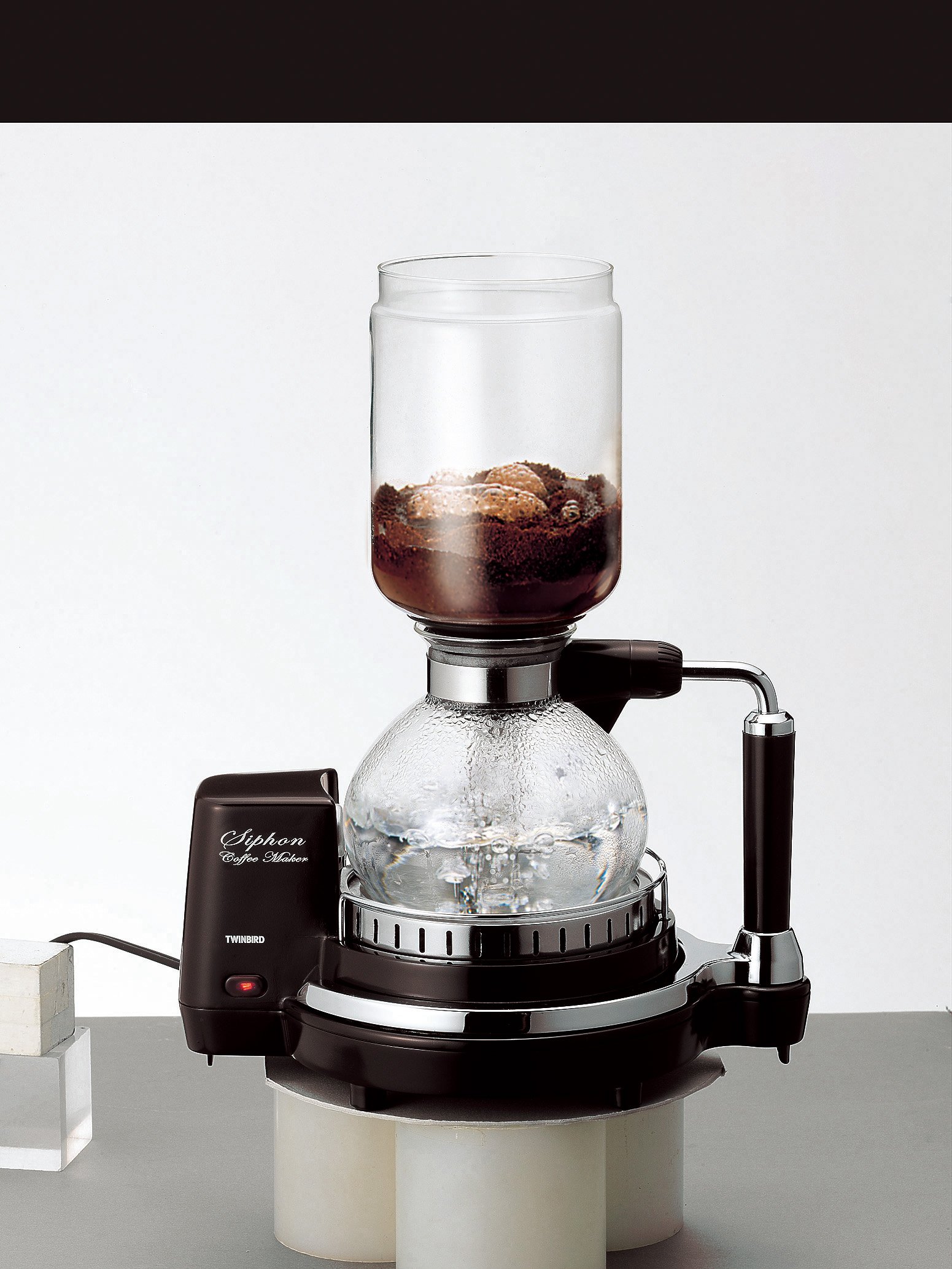 Twinbird CM-D853BR Siphon Coffee Maker - Dark Brown | Vintage Style Stovetop Brewer for Home, Office & Cafe | Perfect for Pour Over & Specialty Coffee Lovers