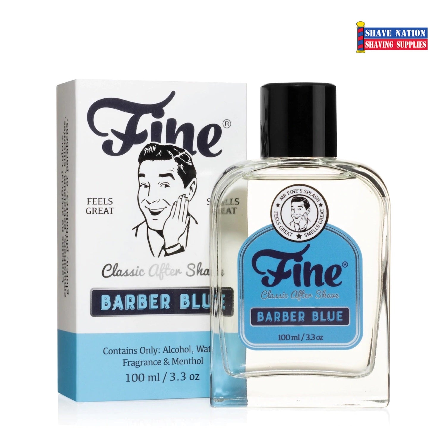 Fine Accoutrements Barber Blue Aftershave Lotion for Men - Classic Barbershop Scent, Alcohol-Based Formula for Smooth Post-Shave Skin | Perfect for Daily Grooming & Special Occasions