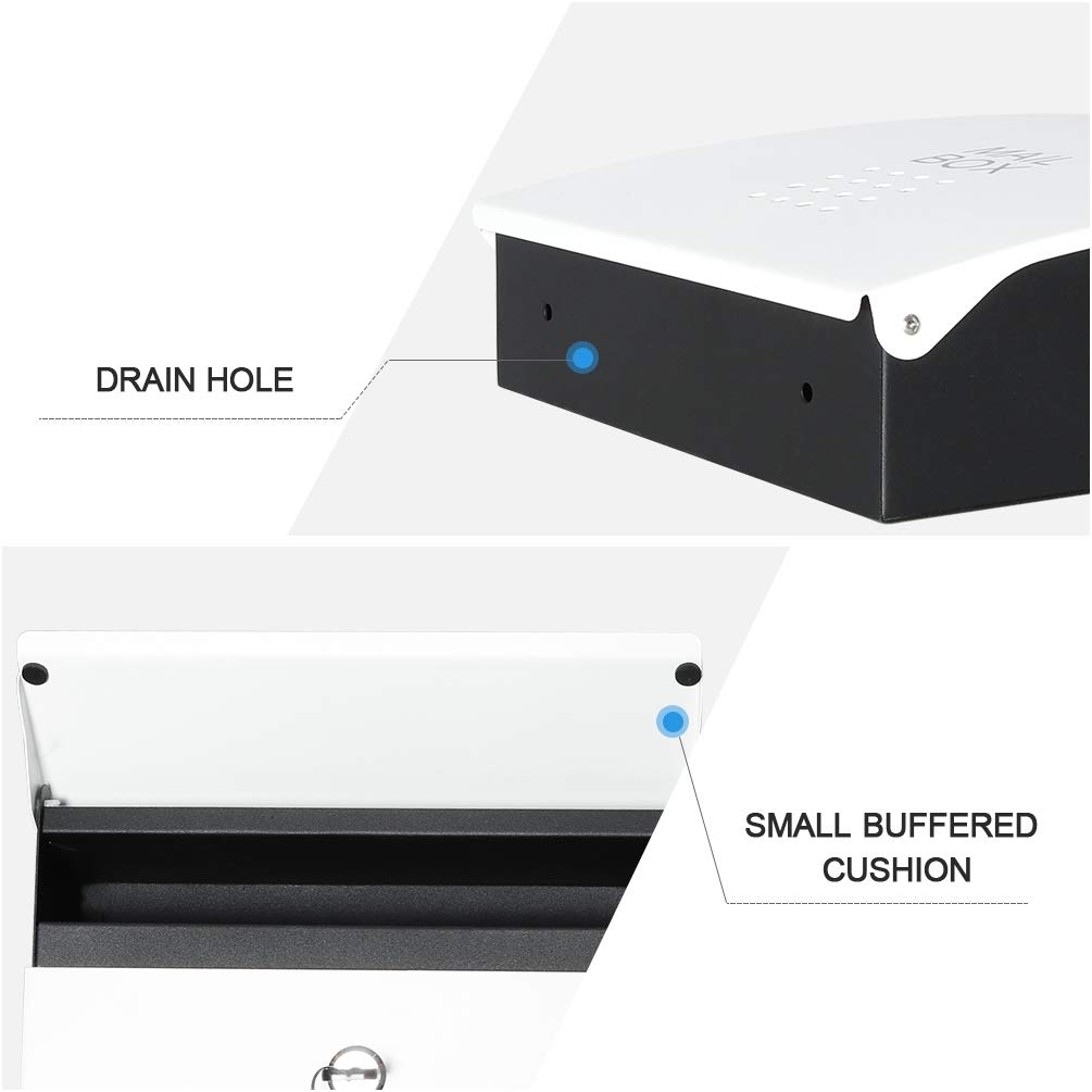 Secure Wall Mounted Locking Mailbox with Combination Lock - Large Capacity Steel Metal Mail Drop Box for Home & Office - White (15.6