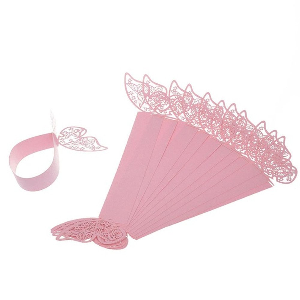 50pcs Pink Laser Cut Butterfly Napkin Rings for Wedding, Birthday, Anniversary Party Decor - Elegant Table Setting for Dinners, Lunches & Special Occasions