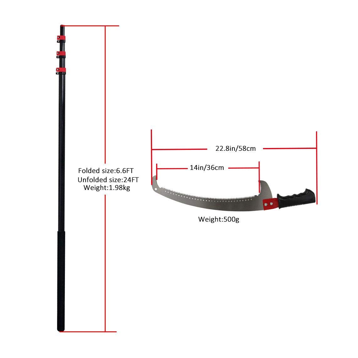 **Extendable Pruning Saw - 24 Ft Telescopic Pole Saw with Folding Blade & Aluminum Handle for Tree Trimming, Branch Cutting & Landscaping (7.2M Reach) - Perfect for Garden Maintenance, DIY Pruning & Outdoor Yard Work**