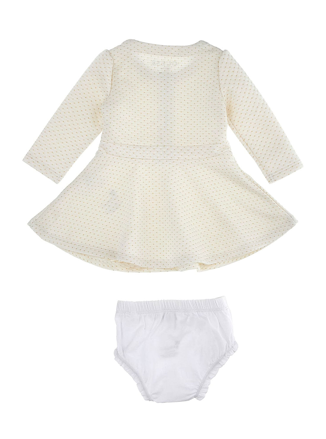 Soft Cream Long Sleeve Baby Dress & Panty Set (0-18 Months) - Perfect for Newborn Photoshoots & Special Occasions