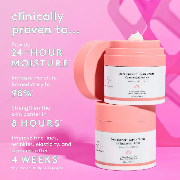 Drunk Elephant Bora Barrier™ Repair Cream with 6 Butterlipid Complex | Hydrating & Nourishing for Dry, Sensitive Skin | Perfect for Nighttime Skincare Routine & Post-Treatment Recovery