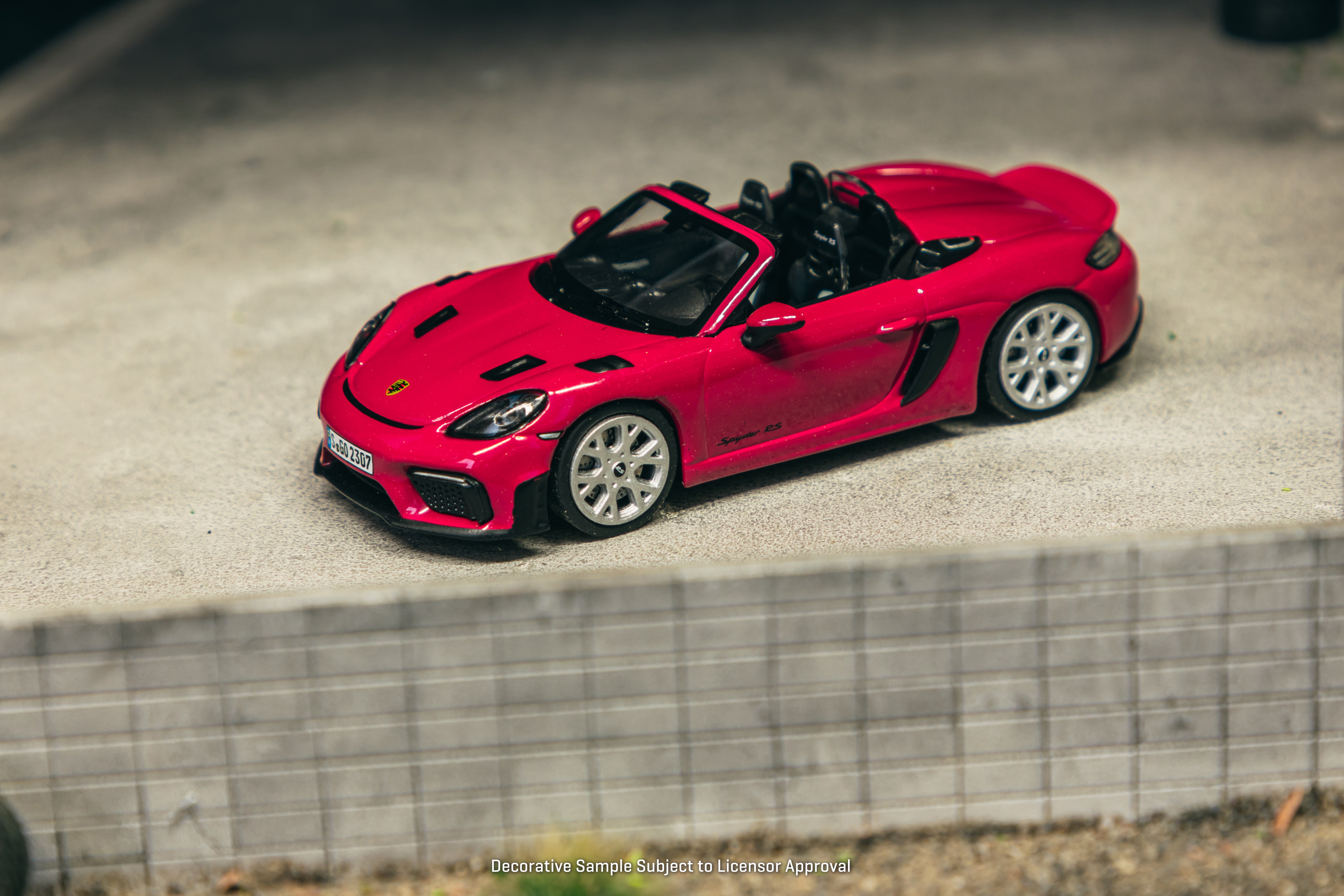 Minichamps X Tarmac Works 1/64 Scale Porsche 718 Spyder RS Ruby Star Neo Diecast Model Car - COLLAB64 Series for Collectors & Display
