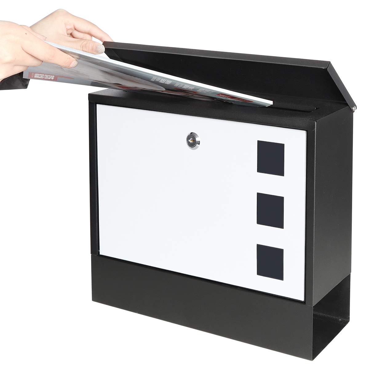 **Secure Wall Mounted Locking Mailbox with Key & Newspaper Compartment – Large Capacity 14.3 x 3.8 x 11.8 Inch, White (SM-HPB911WN) – Ideal for Home, Apartment & Office Mail Security**