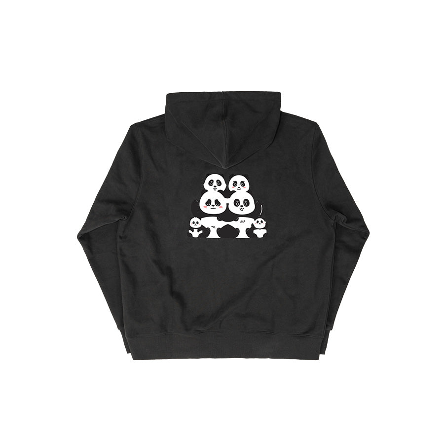 **PANDA Men's Black Hoodie - Soft Cotton Pullover Sweatshirt with Kangaroo Pocket - Perfect for Casual Wear, Street Style & Loungewear**