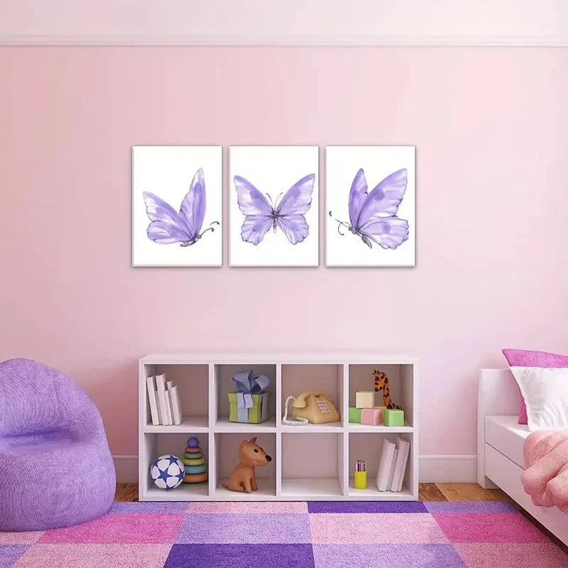 3-Piece Modern Rustic Art Deco Butterfly Metal Wall Art - Ready to Hang Home Decor for Living Room, Bedroom & Office