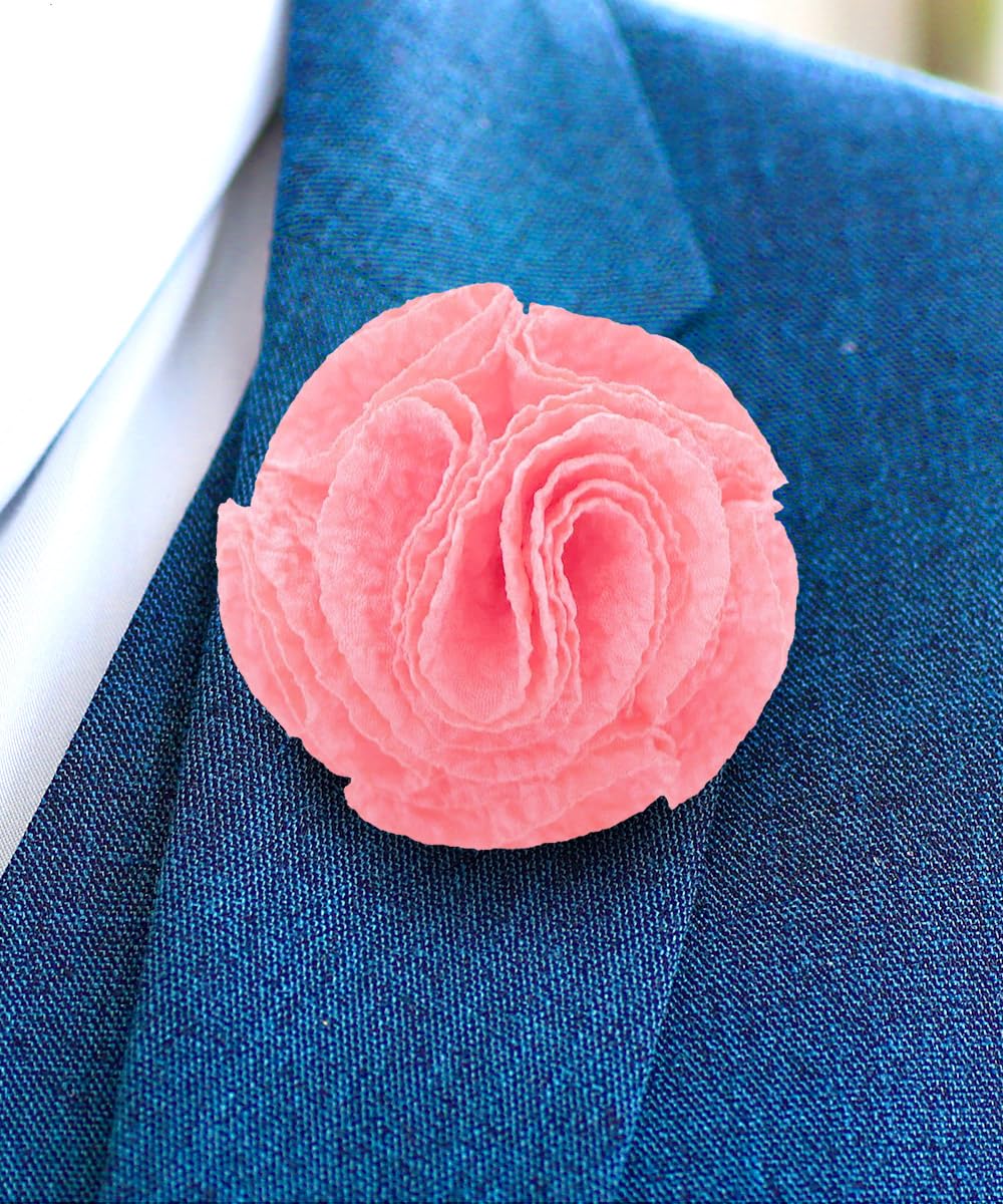 Seersucker Rose Flower Lapel Pin for Men - Elegant Rose Brooch & Boutonniere | Perfect for Weddings, Suits & Formal Occasions