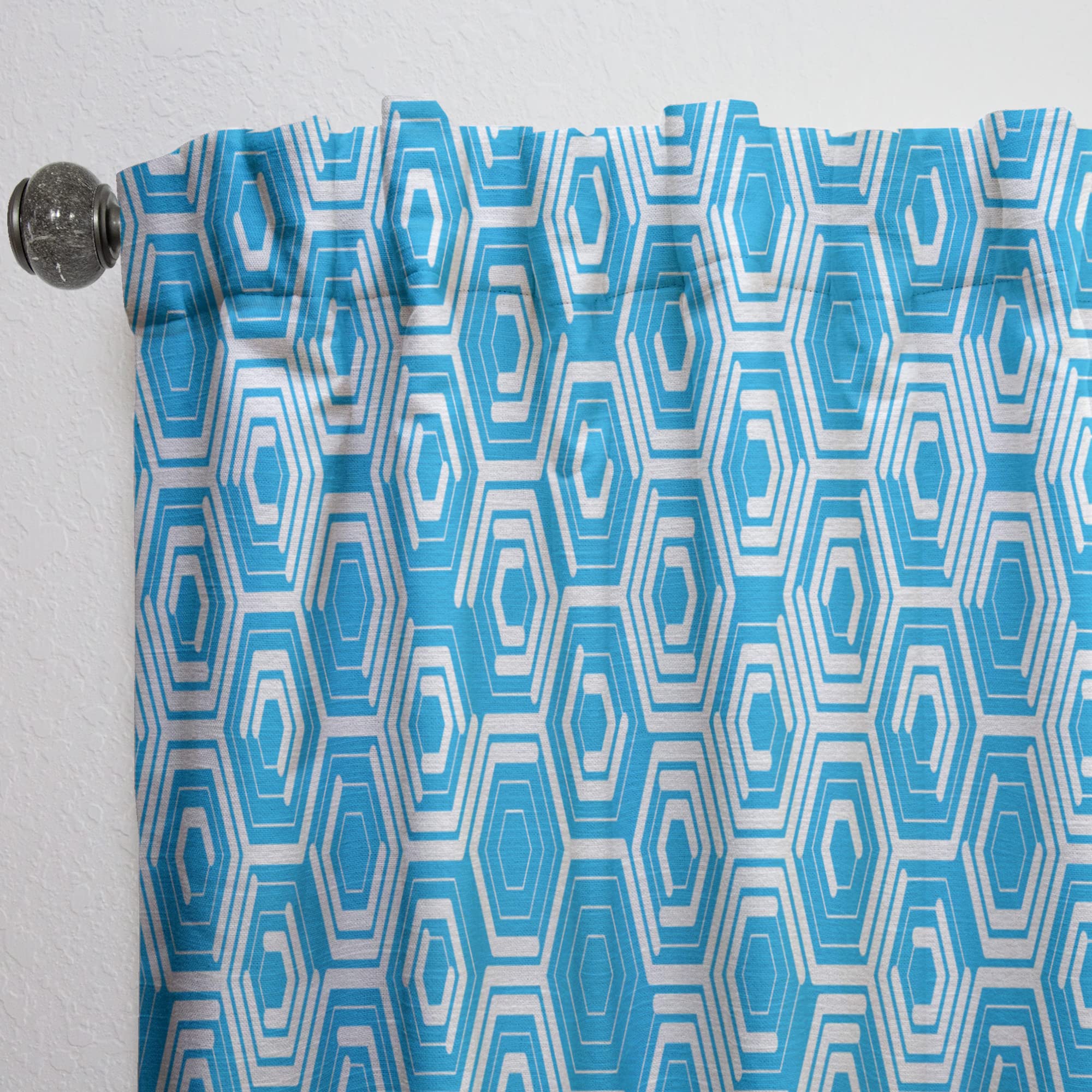 Retro Hexagon Pattern VII Thermal Insulated Curtains - Single Panel 52x84 - Blackout Drapes for Bedroom & Living Room - Perfect for Home Decor, Privacy & Temperature Control