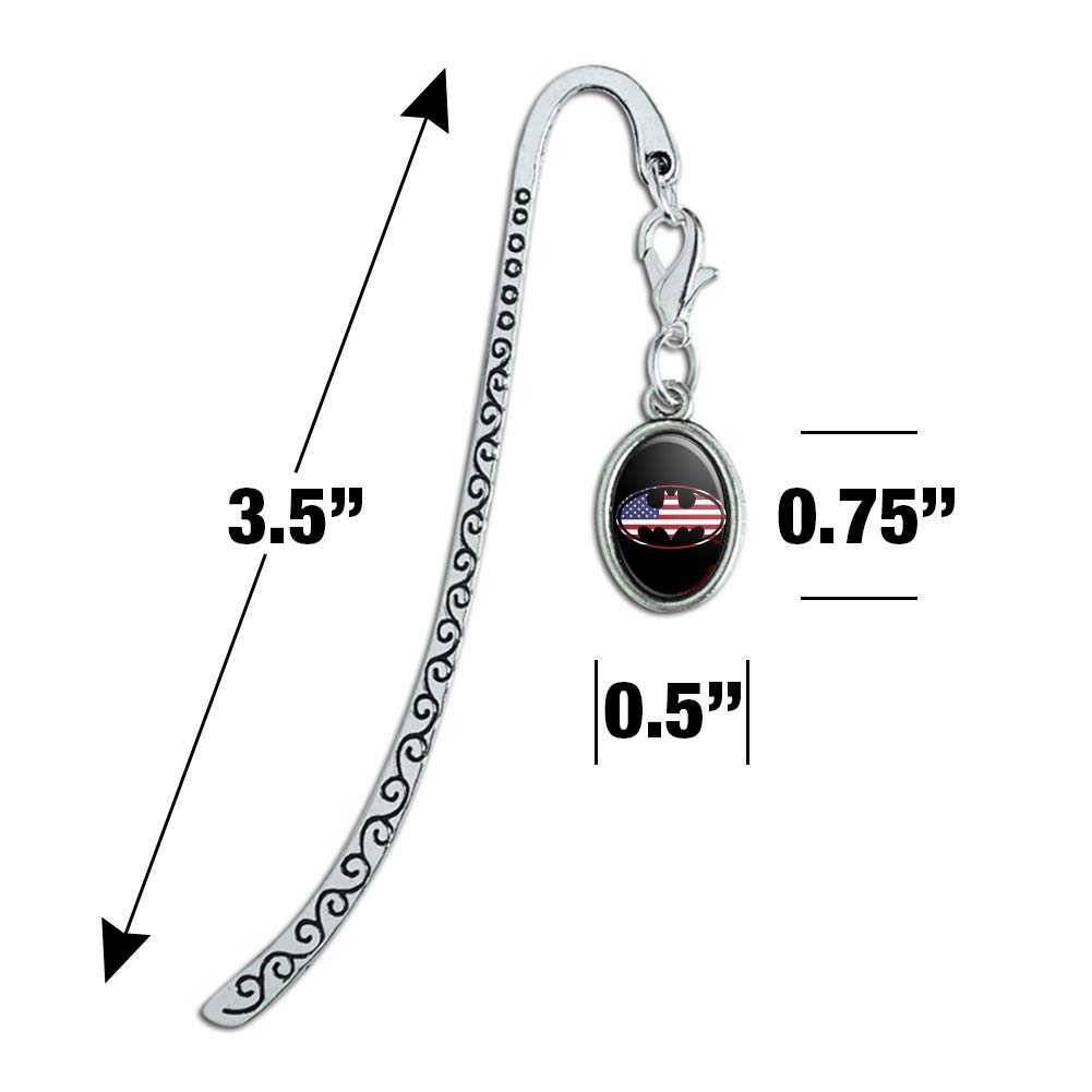 Batman USA American Flag Shield Logo Metal Bookmark - Oval Charm Page Marker for Books, Comics & Collectibles - Perfect Gift for Superhero Fans & Book Lovers