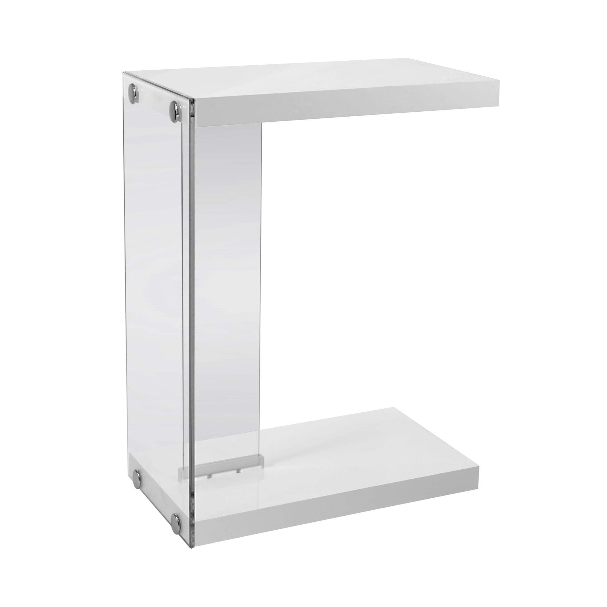 Ergode Accent Table - Modern Glossy White End Table with Tempered Glass Top | Perfect for Living Room, Bedroom & Office Decor