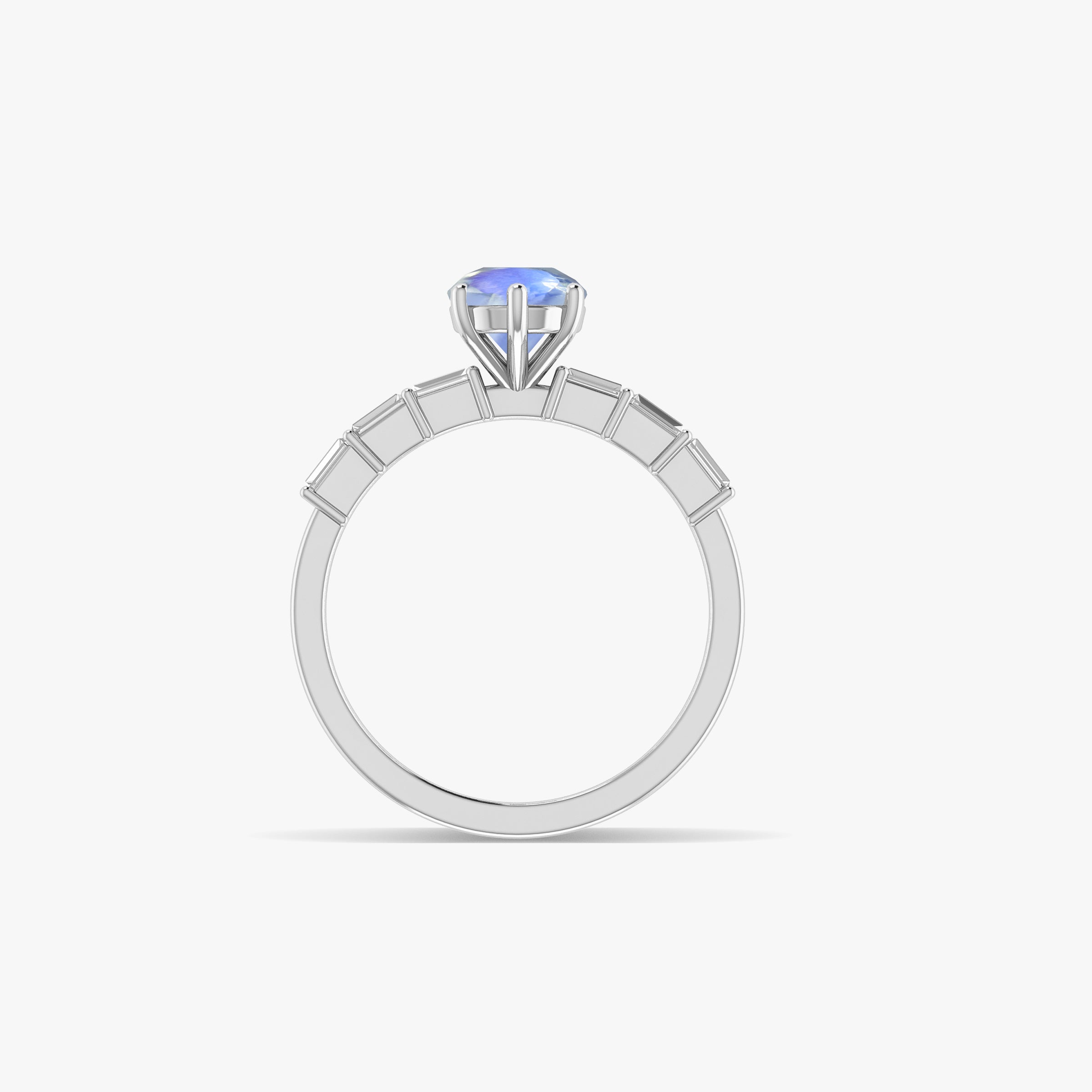 Rainbow Moonstone Seven Stone Ring – Elegant Sterling Silver Jewelry for Women | Perfect for Weddings, Parties & Everyday Wear