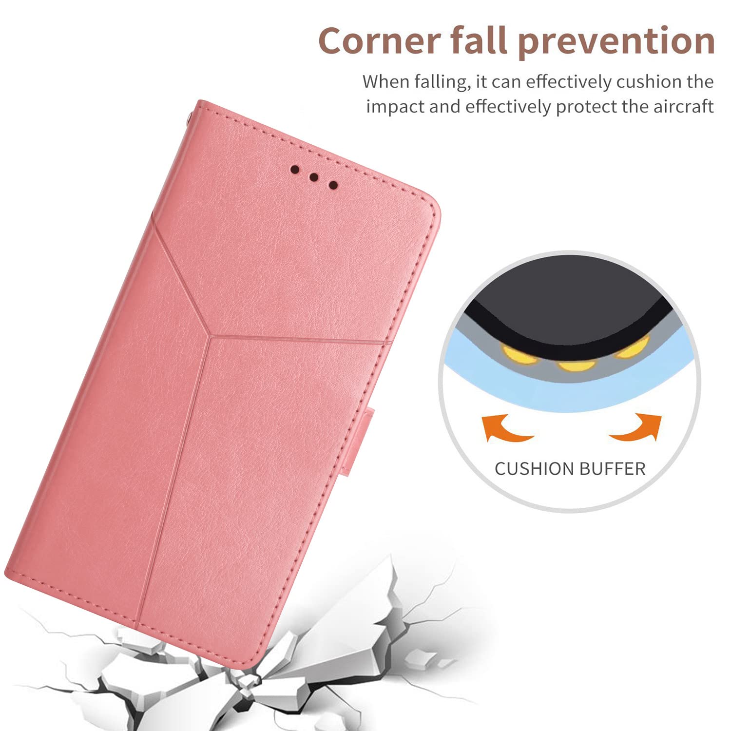 XYZ Leather Wallet Case for Google Pixel 6 - Slim Flip Folio Cover with Wrist Strap (Pink) | Perfect for Everyday Use, Travel & Hands-Free Convenience