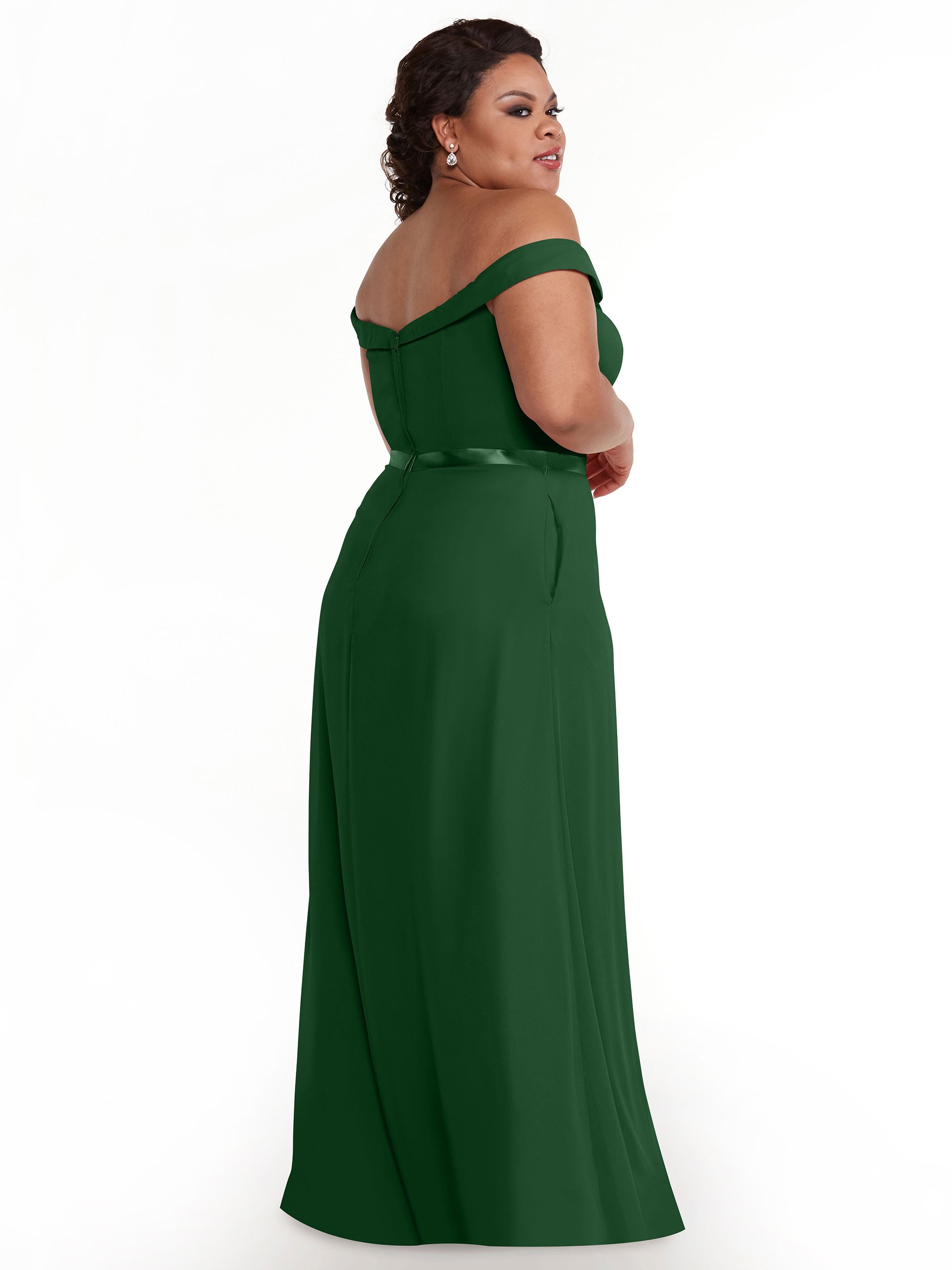 Elegant Off-the-Shoulder Chiffon A-Line Bridesmaid Dress with Sash - Perfect for Weddings, Formal Events & Special Occasions