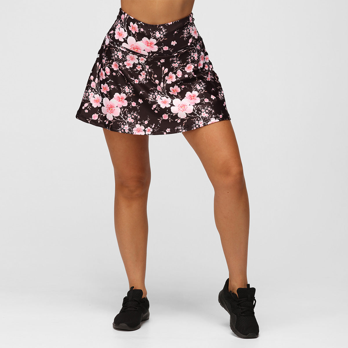 Blossom Noir Skort - Women's Floral Print Tennis Skirt with Shorts for Golf, Running & Workout | Comfortable & Stylish Activewear