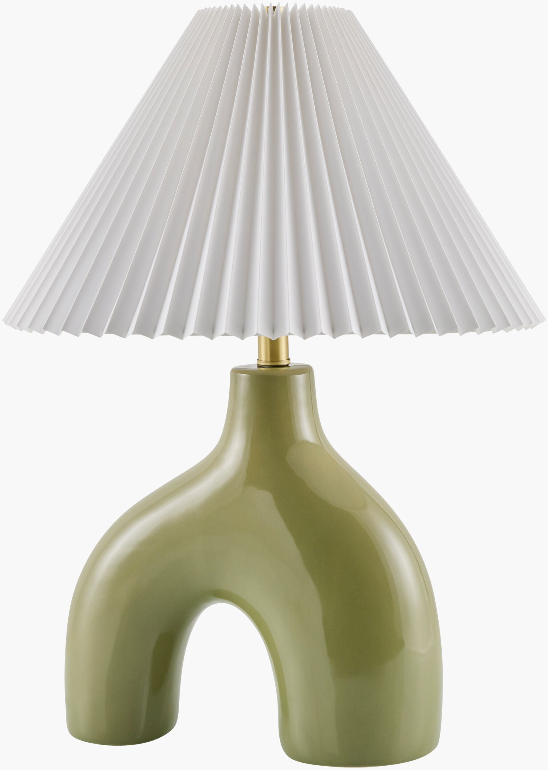 Green Solara Table Lamp with Arch & Accordion Shade - Modern Home & Office Lighting for Bedroom, Living Room, Study Desk