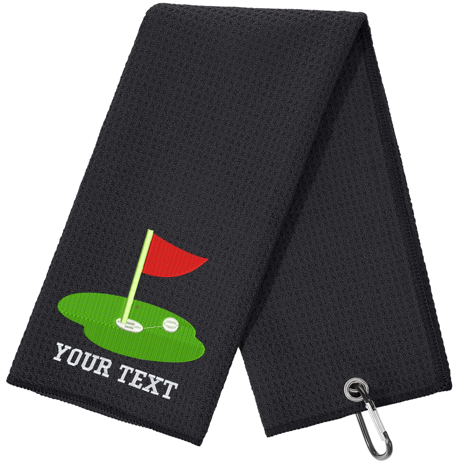 Custom Embroidered Golf Towel - Personalized Tri-Fold Microfiber Waffle Pattern with Clip - Great Golf Gift for Men - Perfect for Golf Courses, Driving Ranges & Sports Events