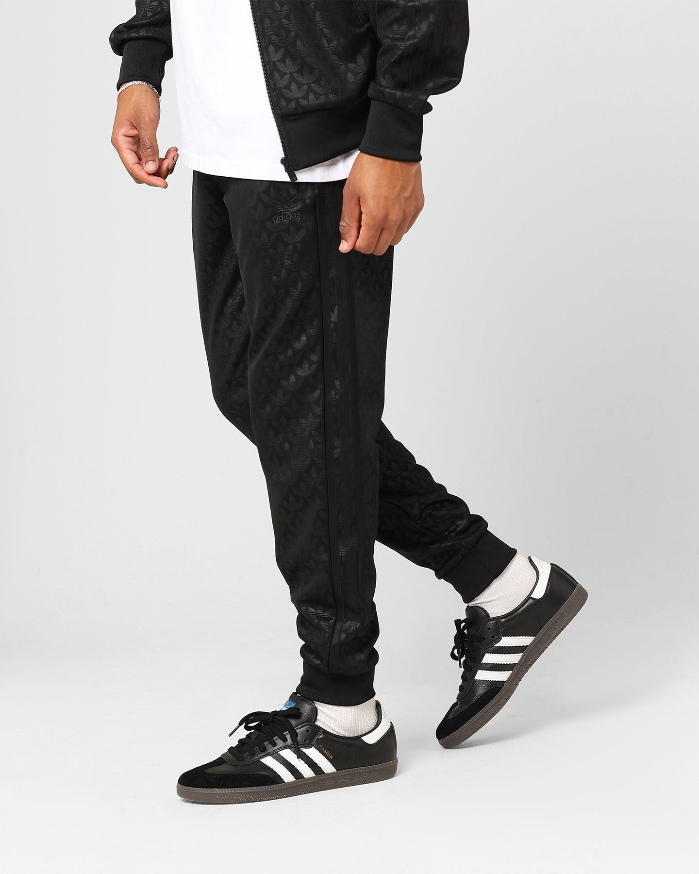 Adidas Adicolor Monogram Straight Track Pants for Men - Black Athletic Joggers for Running, Gym & Casual Wear