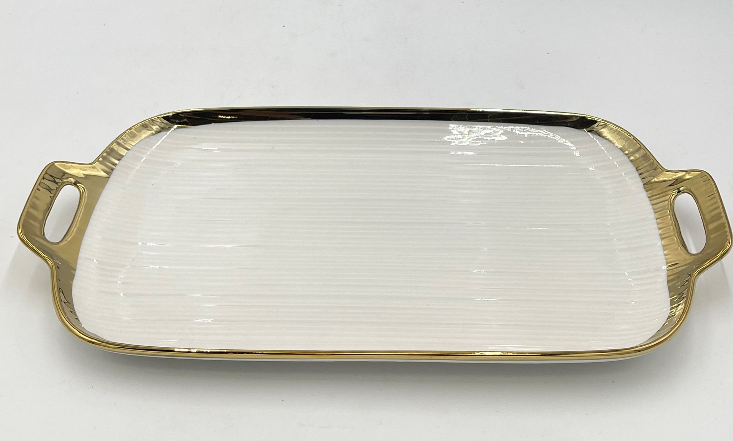 15x8.25 Inch Gold Rim Rectangle Serving Platter - Set of 36 - Perfect for Catering, Weddings, and Party Buffets